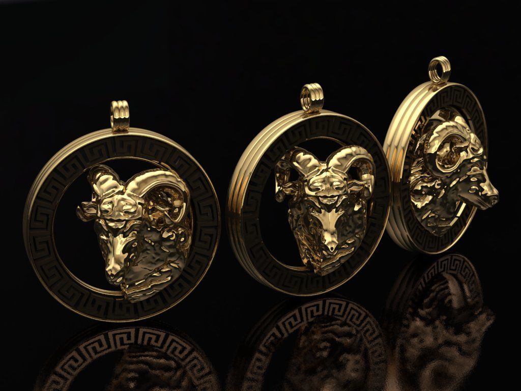Aries Pendant  3D print model_4