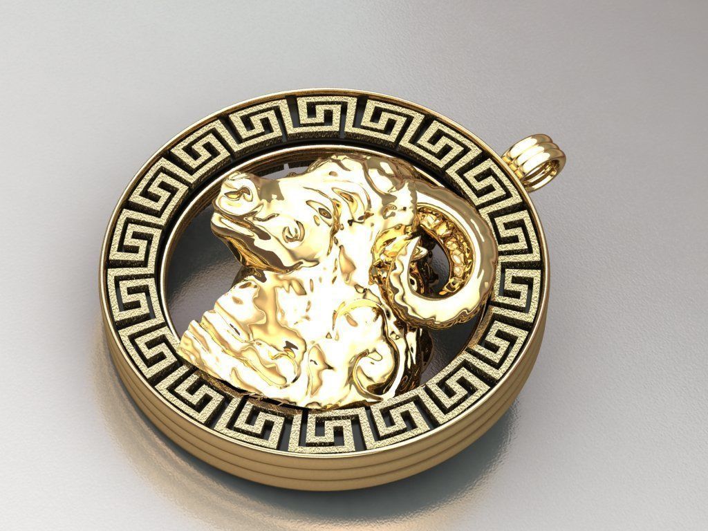 Aries Pendant  3D print model_10