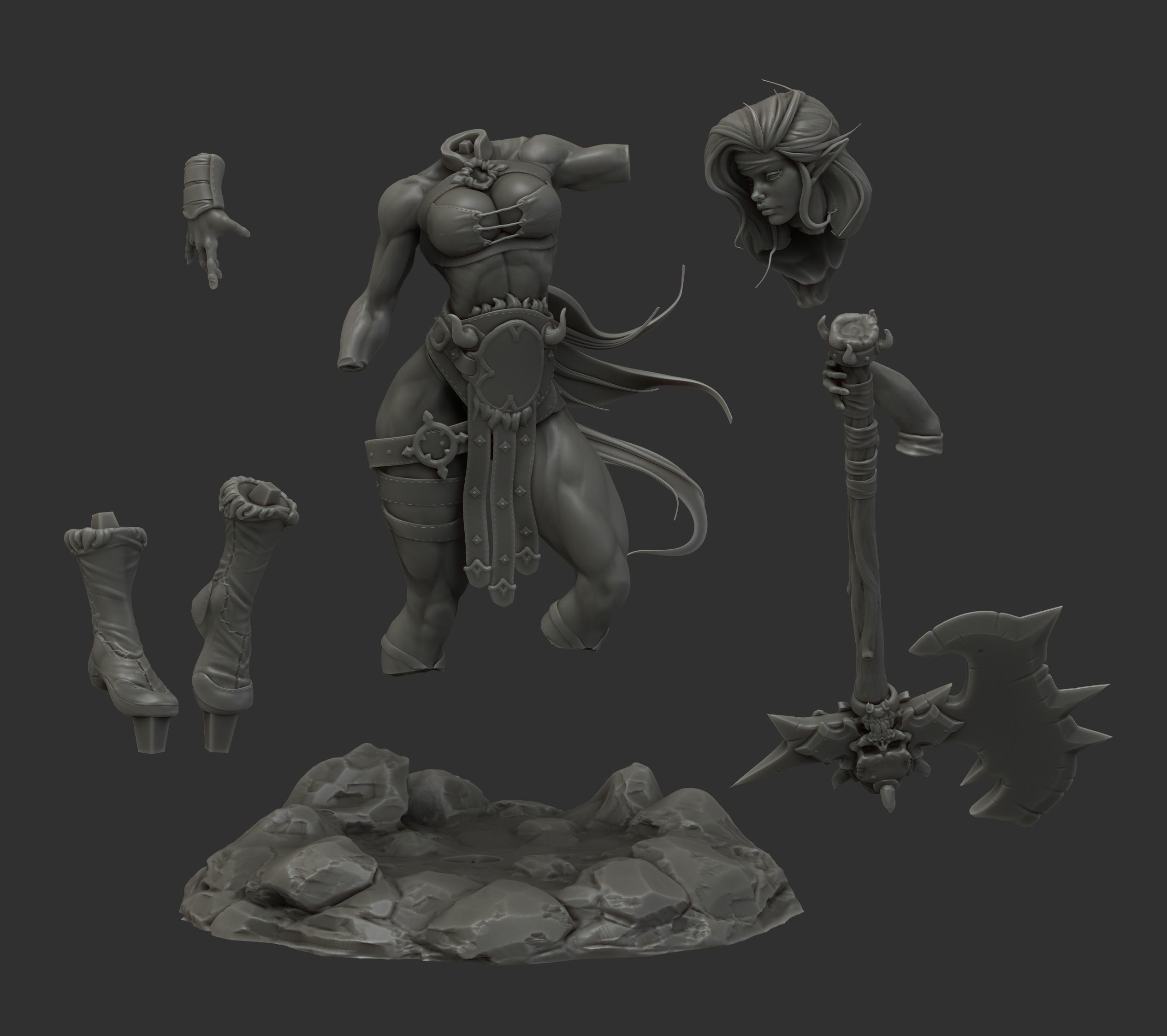 Elf Axe Warrior 3D print model_5