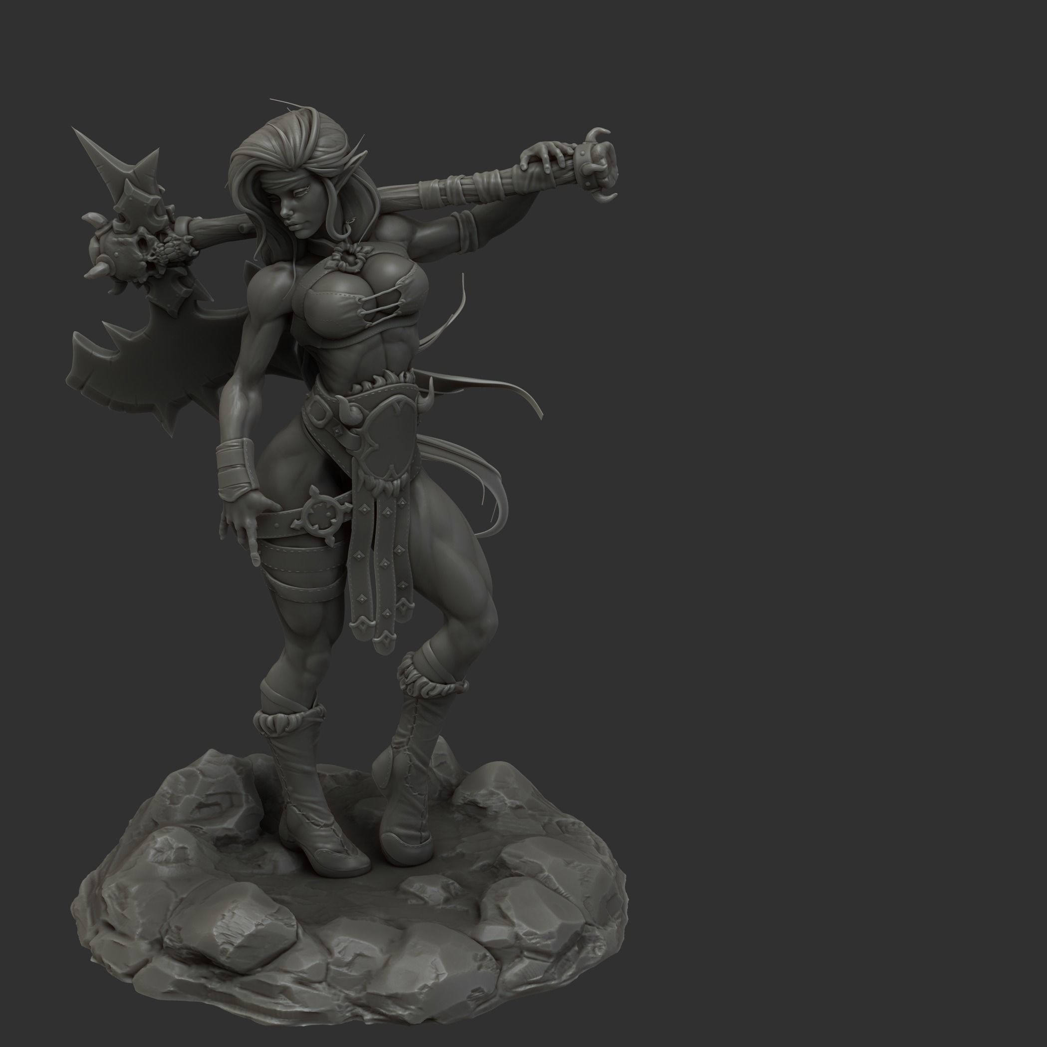 Elf Axe Warrior 3D print model_4