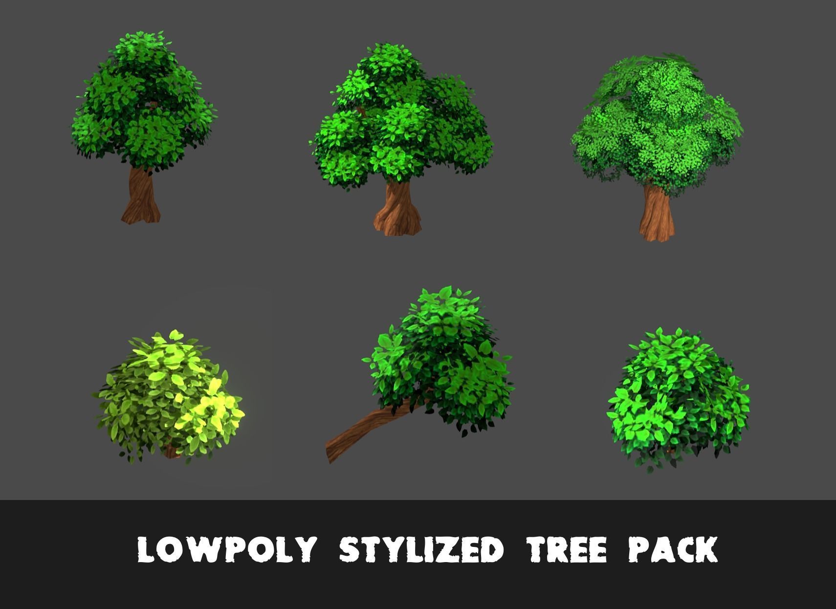 lowpoly stylized tree pack Low-poly 3D model_2