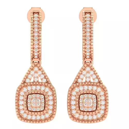 Women Square Earrings 3dm stl render detail  3D print model