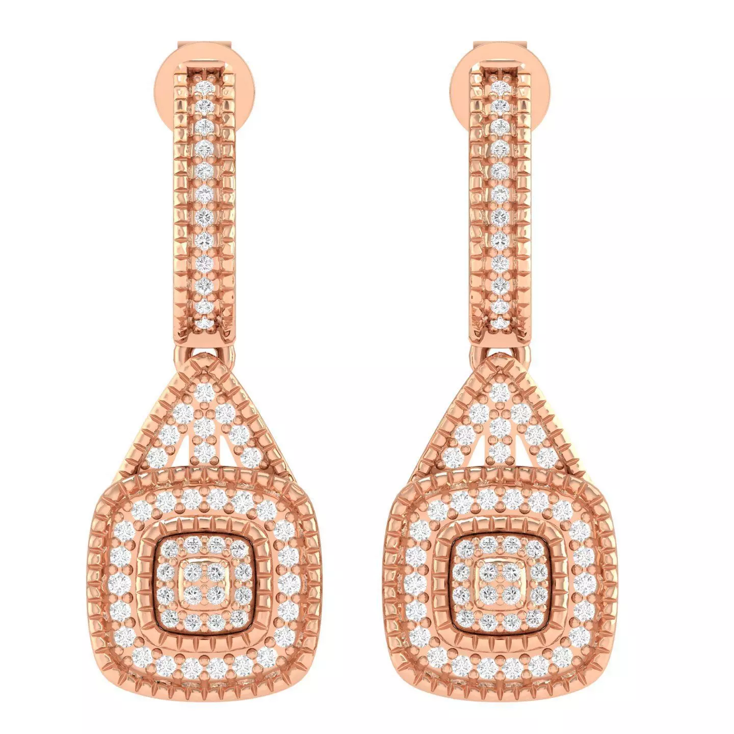 Women Square Earrings 3dm stl render detail 3D print model