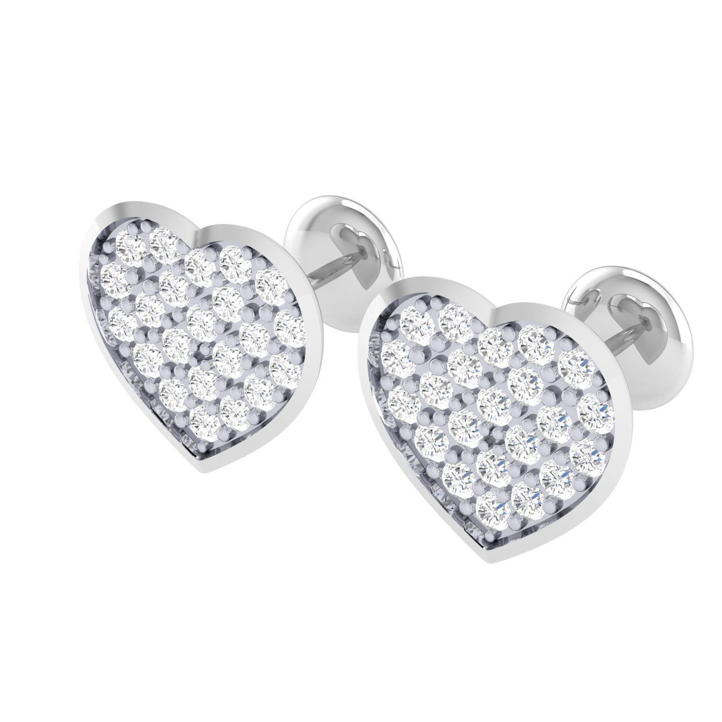 Women Heart Earrings 3dm stl render detail 3D print model_5