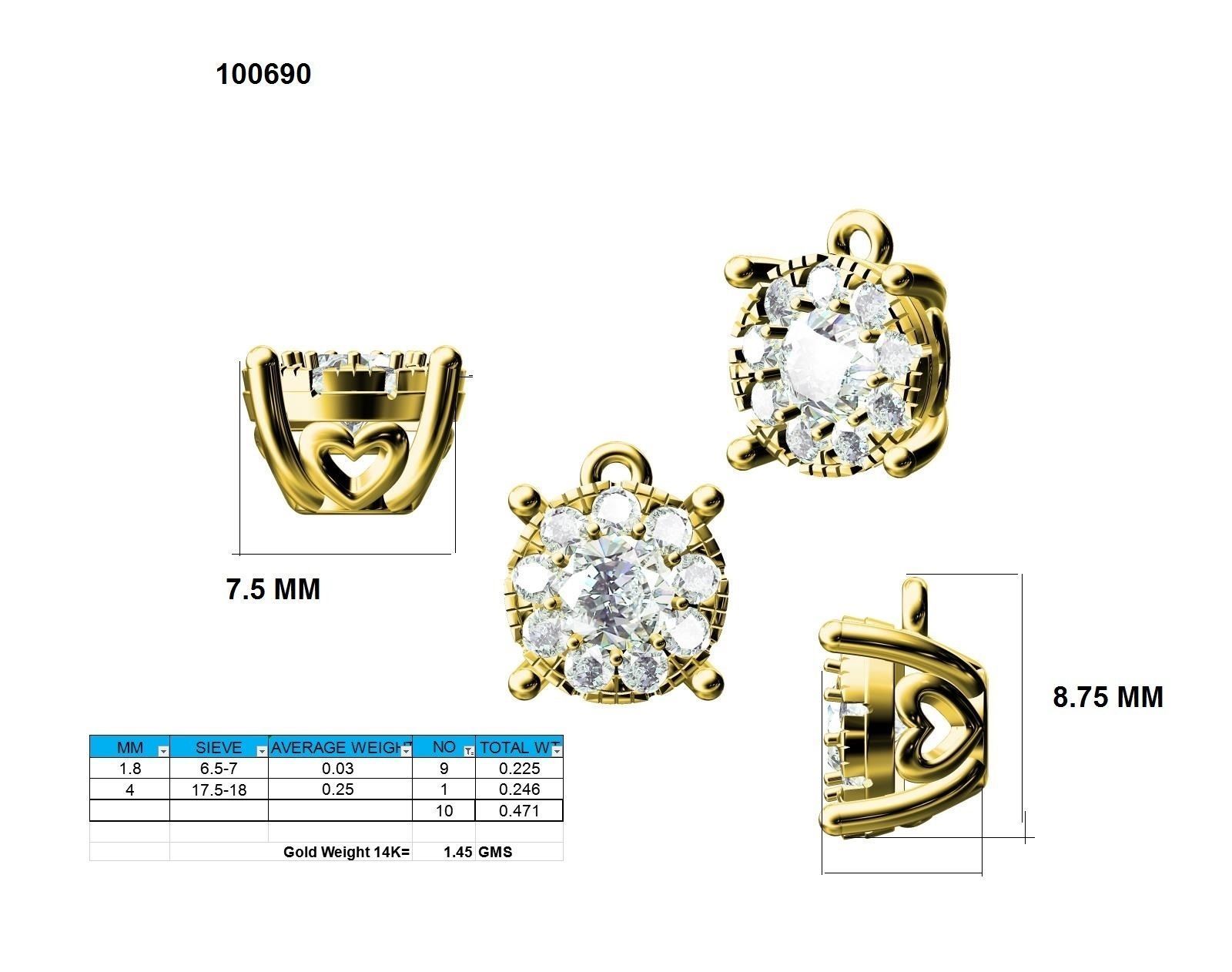 Women Round Earrings 3dm stl render detail 3D print model_9