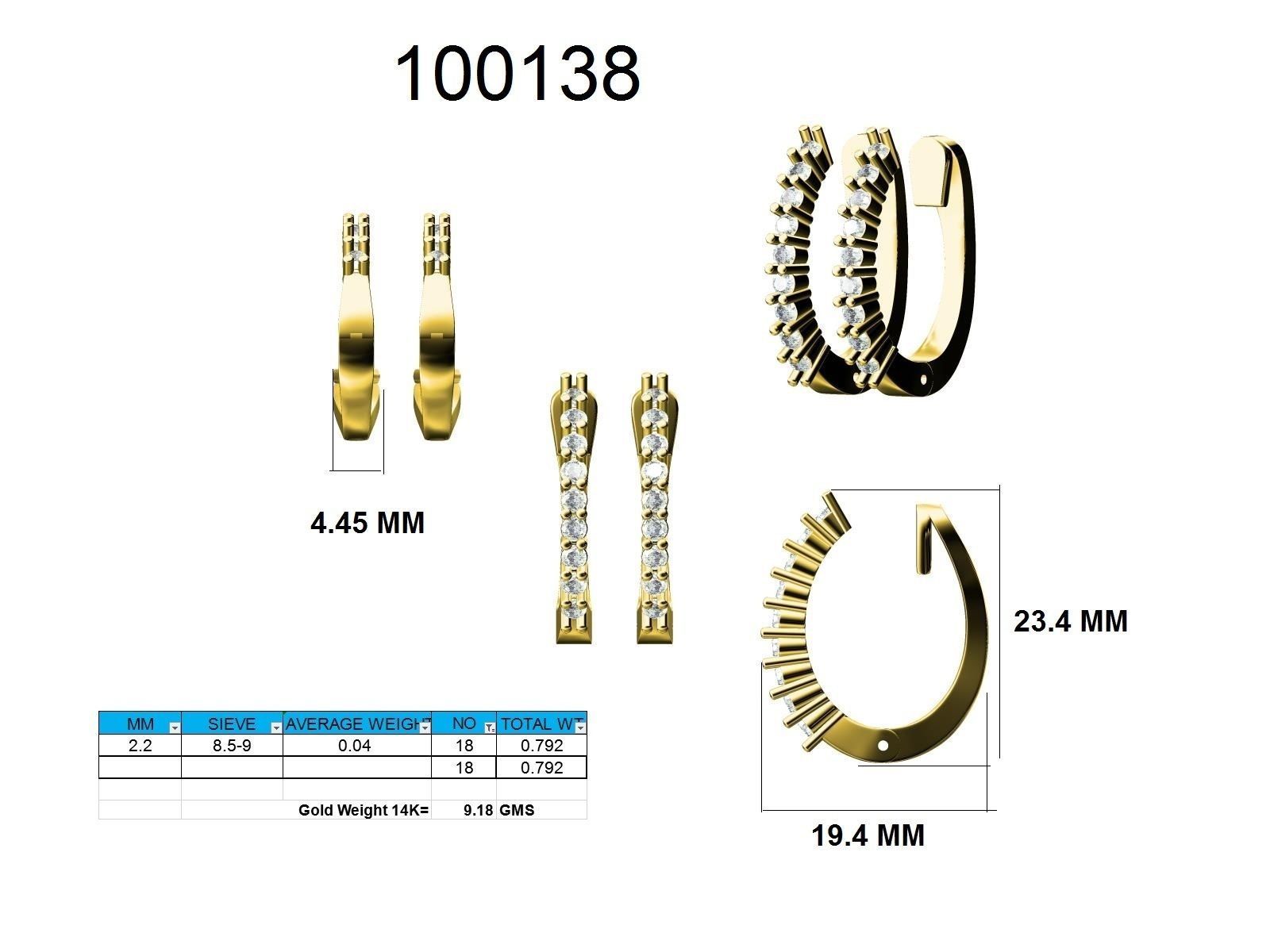 Women Earrings 3dm stl render detail  3D print model_9