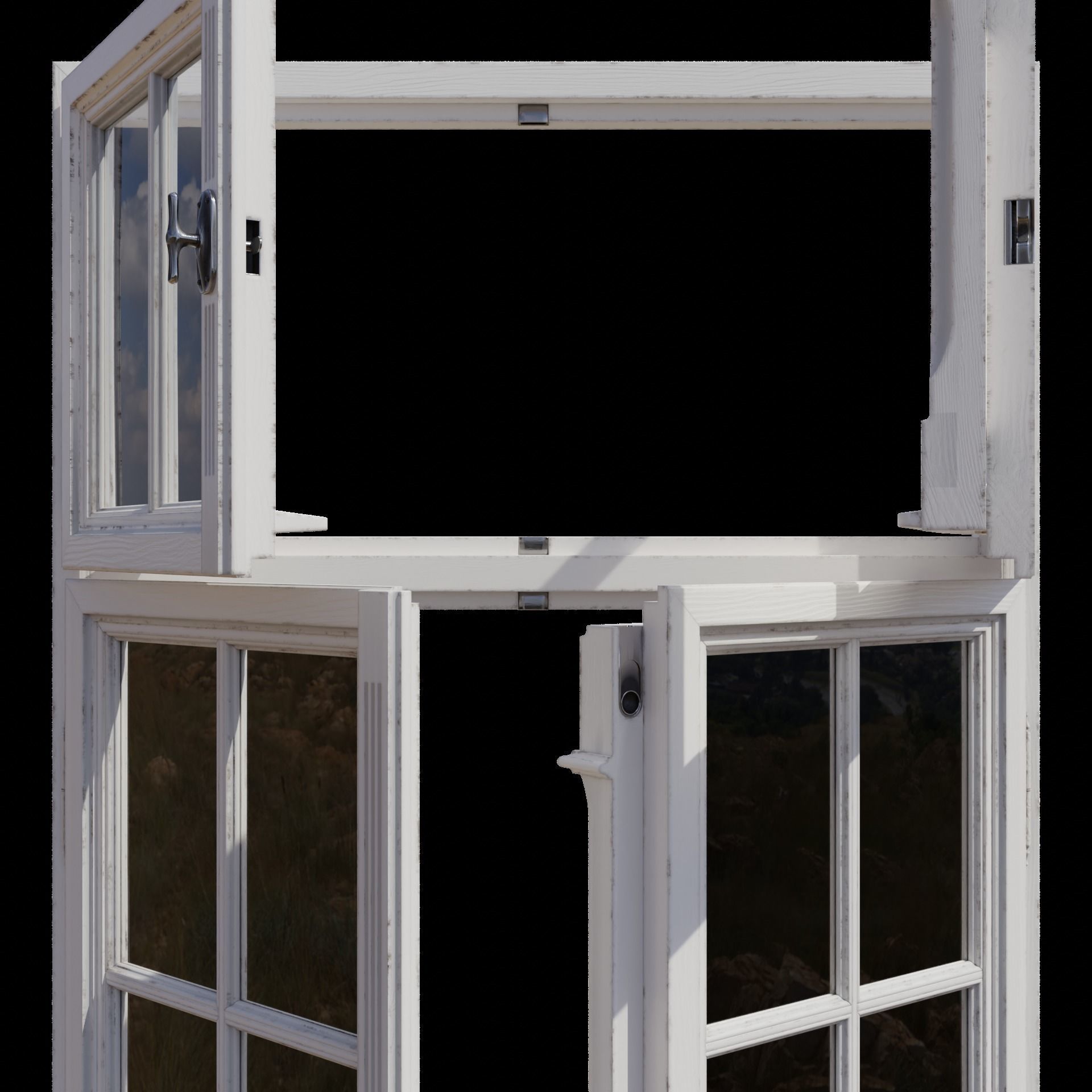 Classic wooden window - model A2 3D model_6