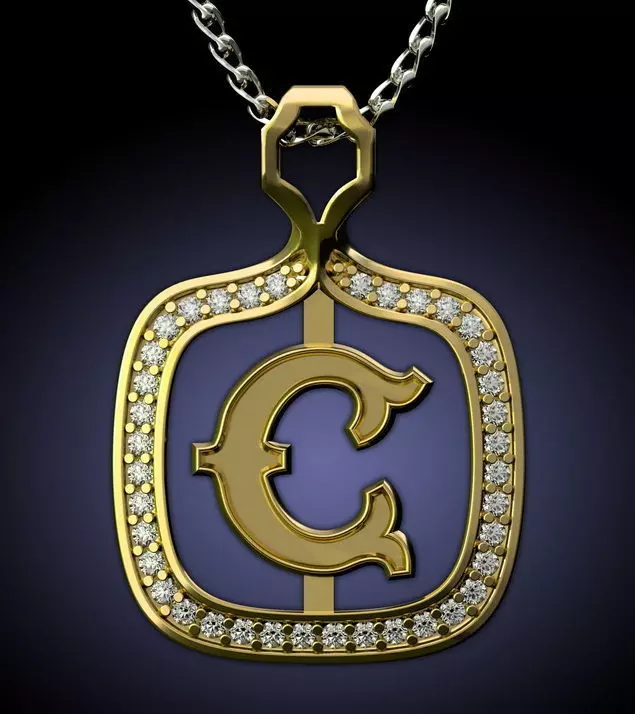 C Letter pendant 3D print model