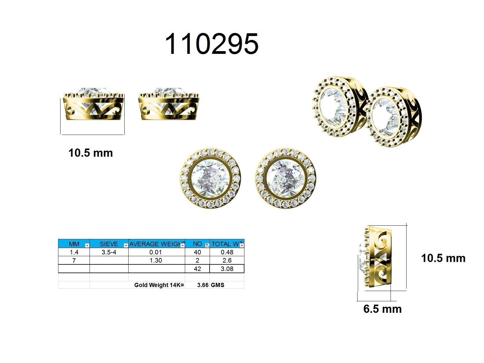 Women Round Earrings 3dm stl render detail 3D print model_9