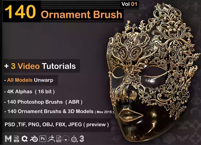140 Ornament Brush    VOL 01 3D model