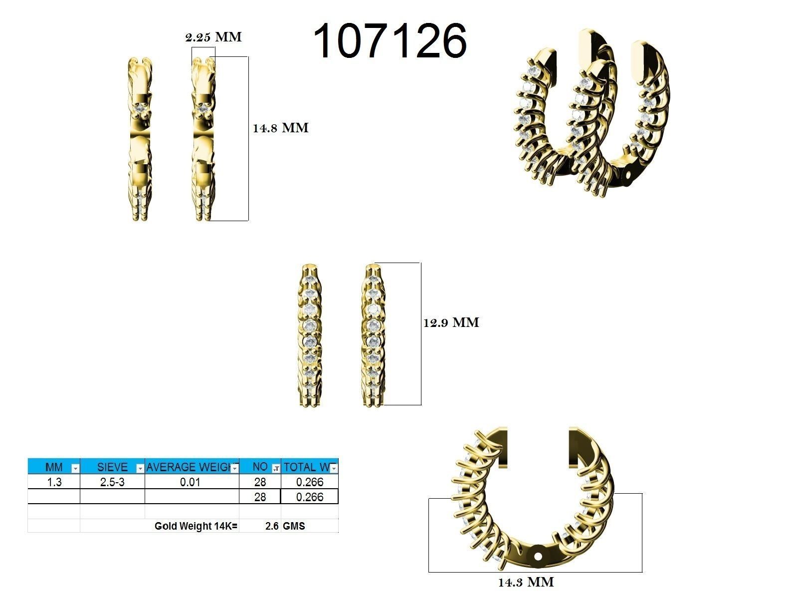 Women Earrings 3dm stl render detail  3D print model_9