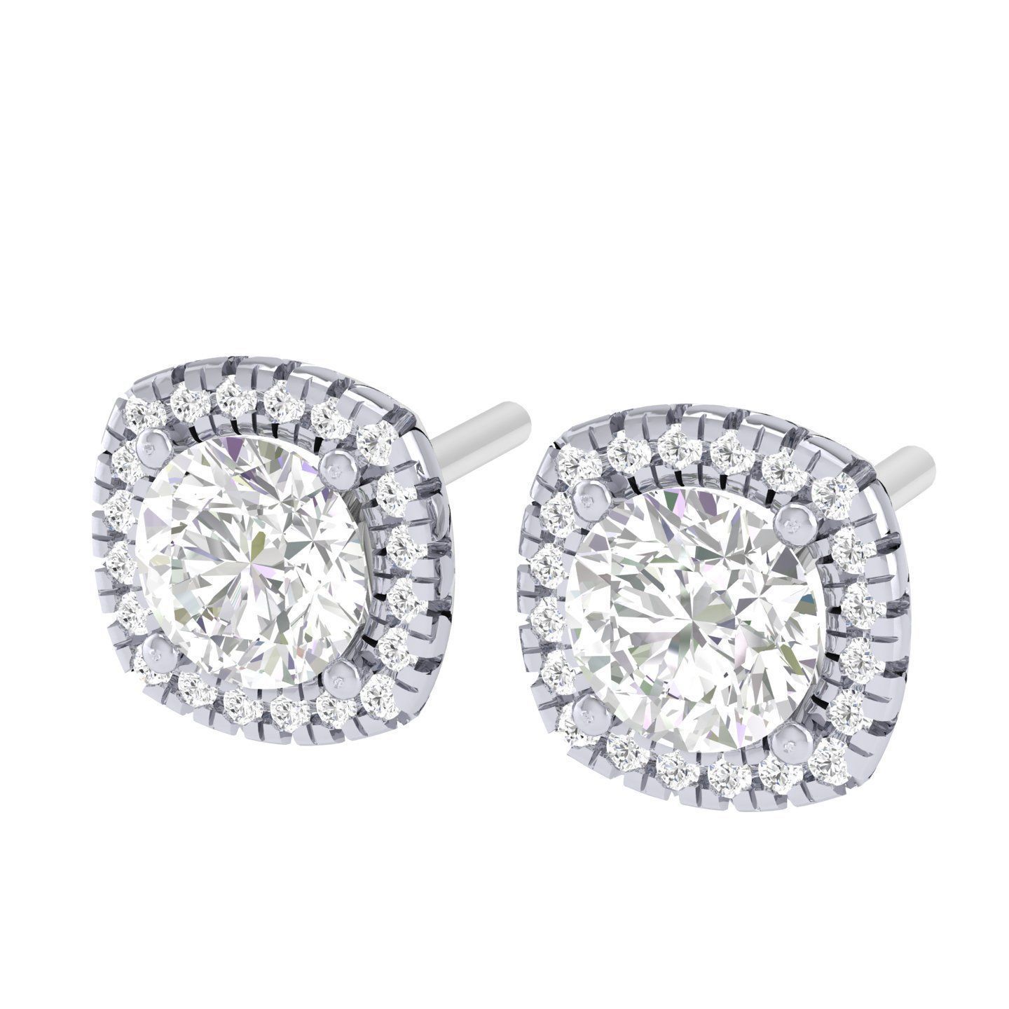 Women Square Earrings 3dm stl render detail 3D print model_5