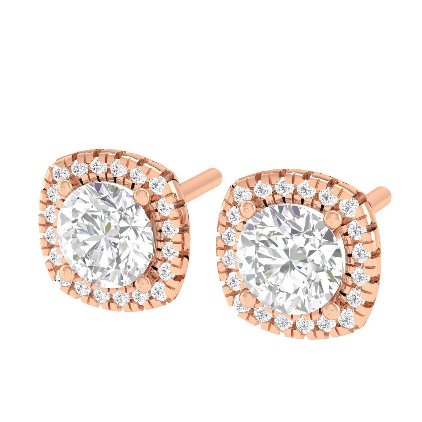 Women Square Earrings 3dm stl render detail 3D print model_2