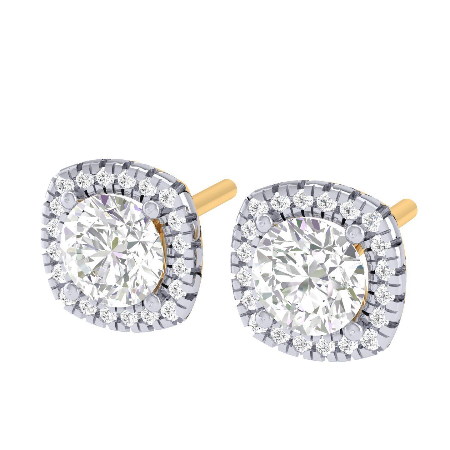 Women Square Earrings 3dm stl render detail 3D print model_8