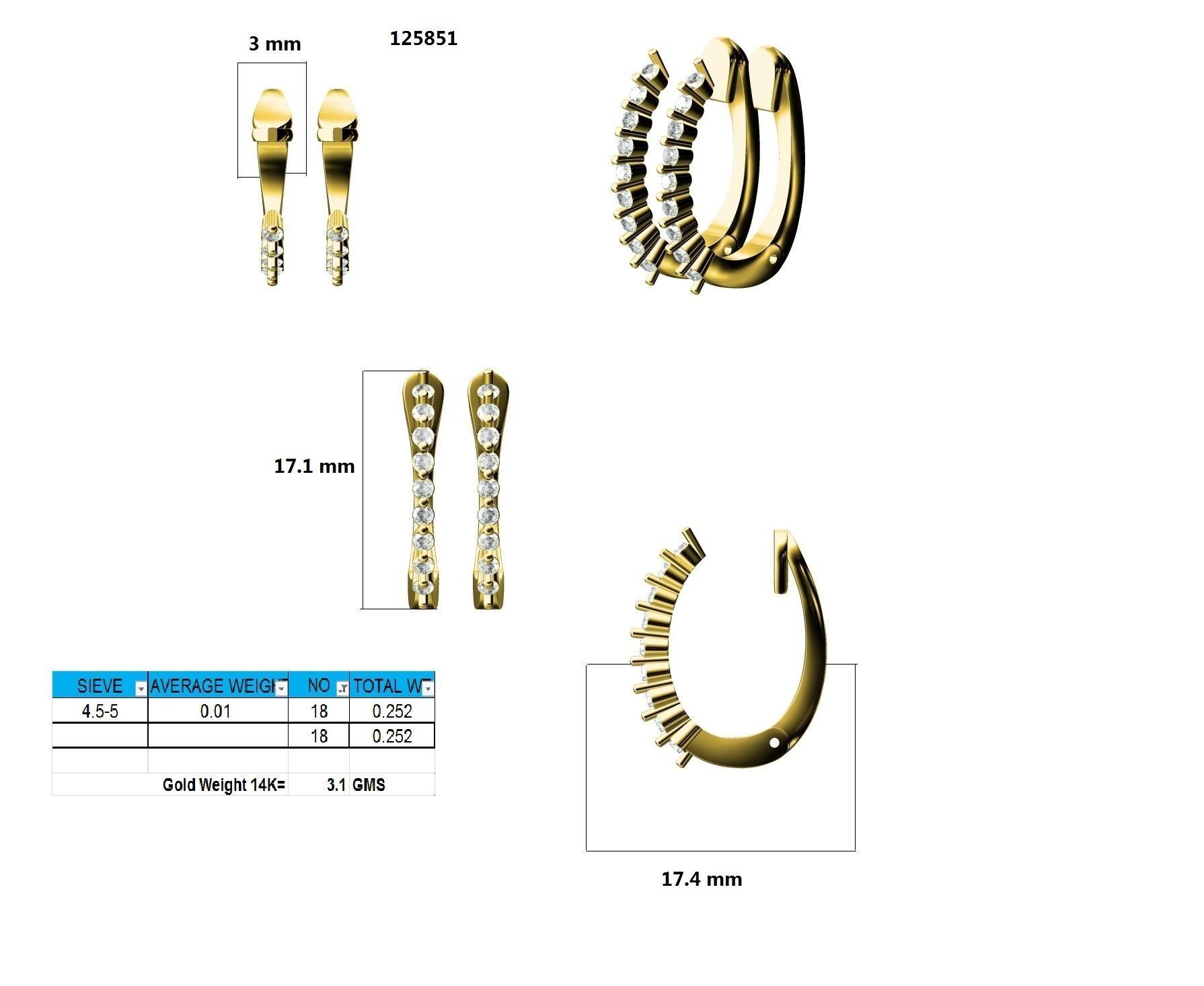 Women Earrings 3dm stl render detail 3D print model_9