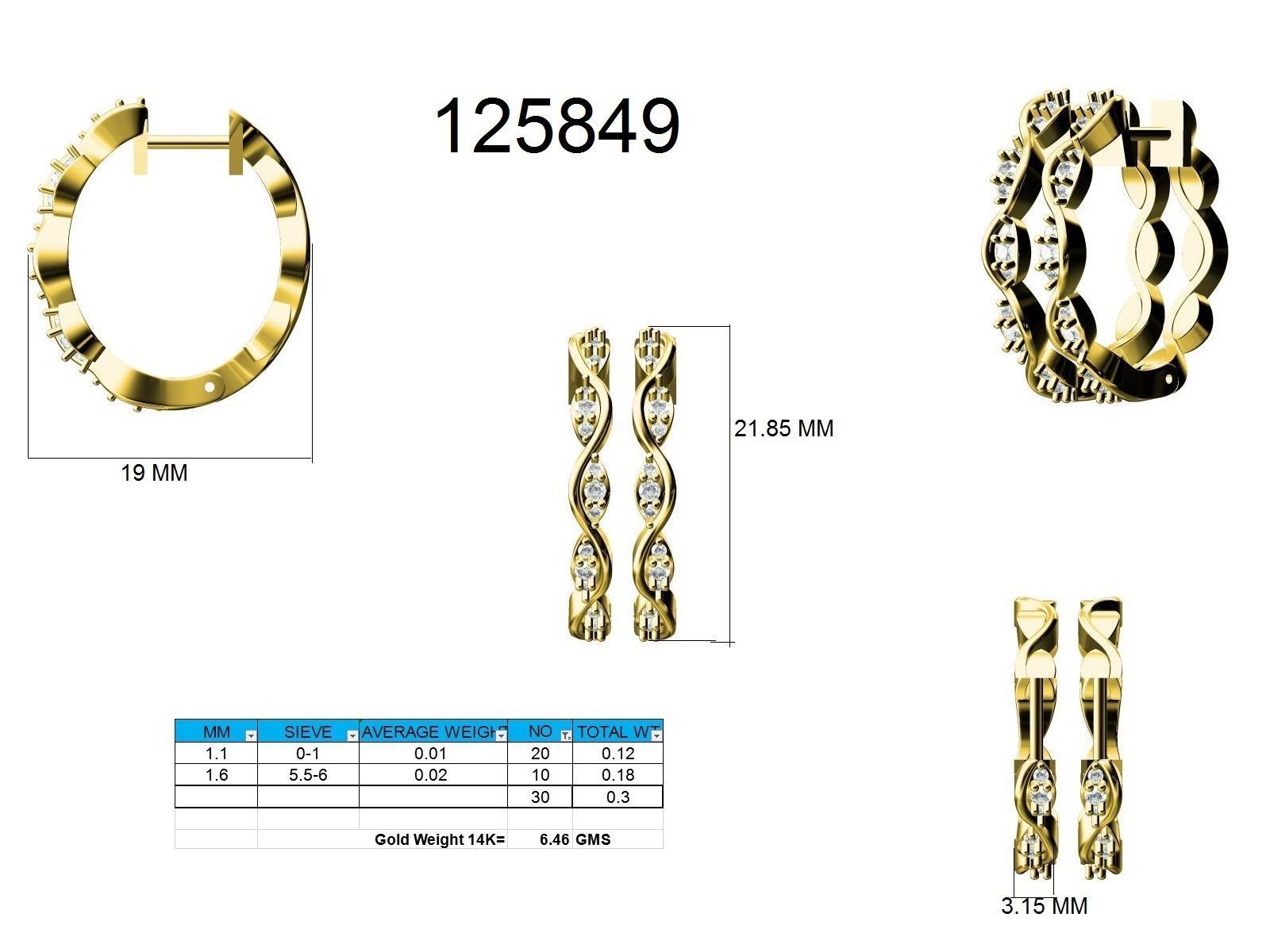 Women Earrings 3dm stl render detail 3D print model_9