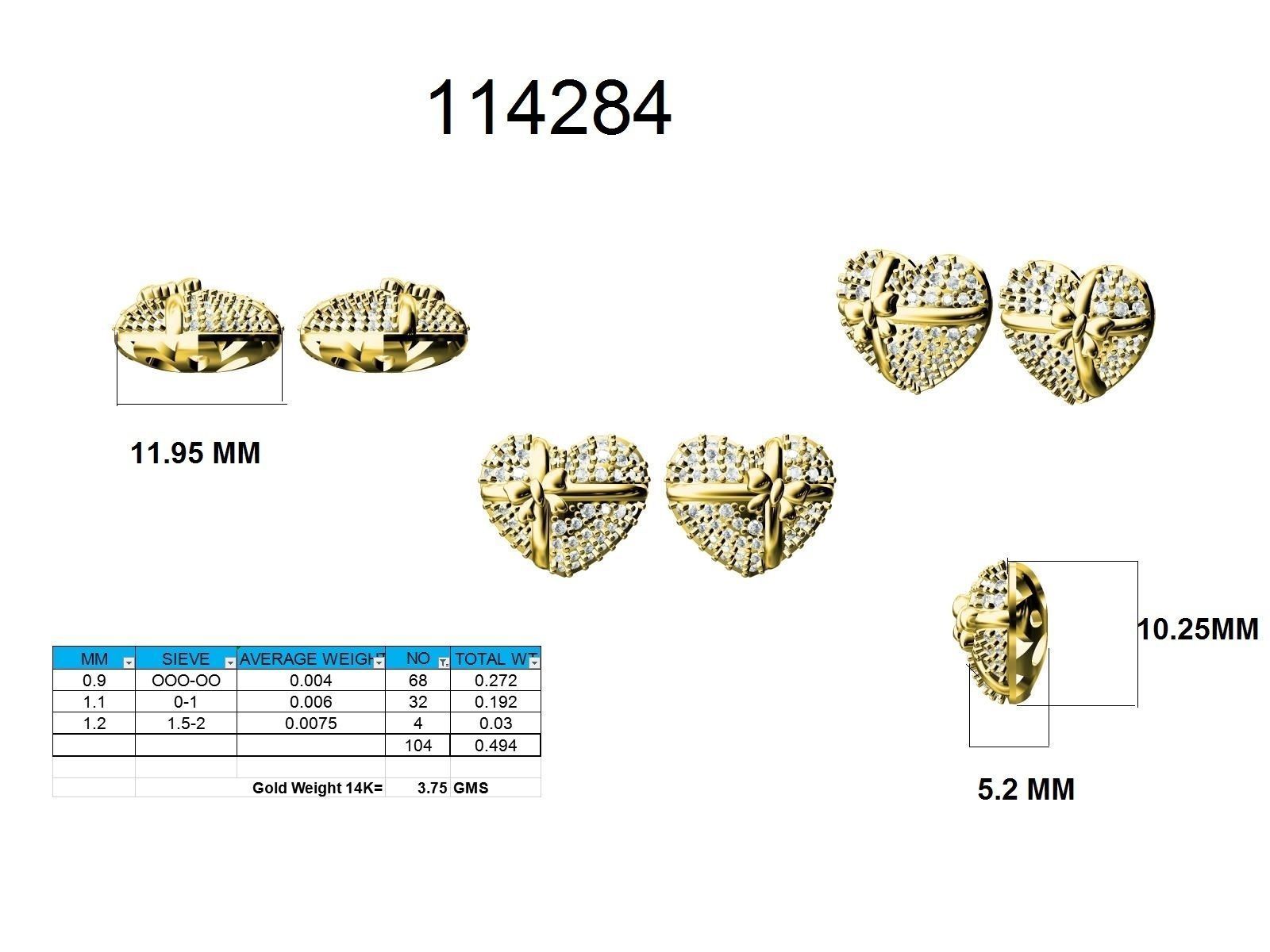 Women Heart Earrings jcd stl render detail  3D print model_9