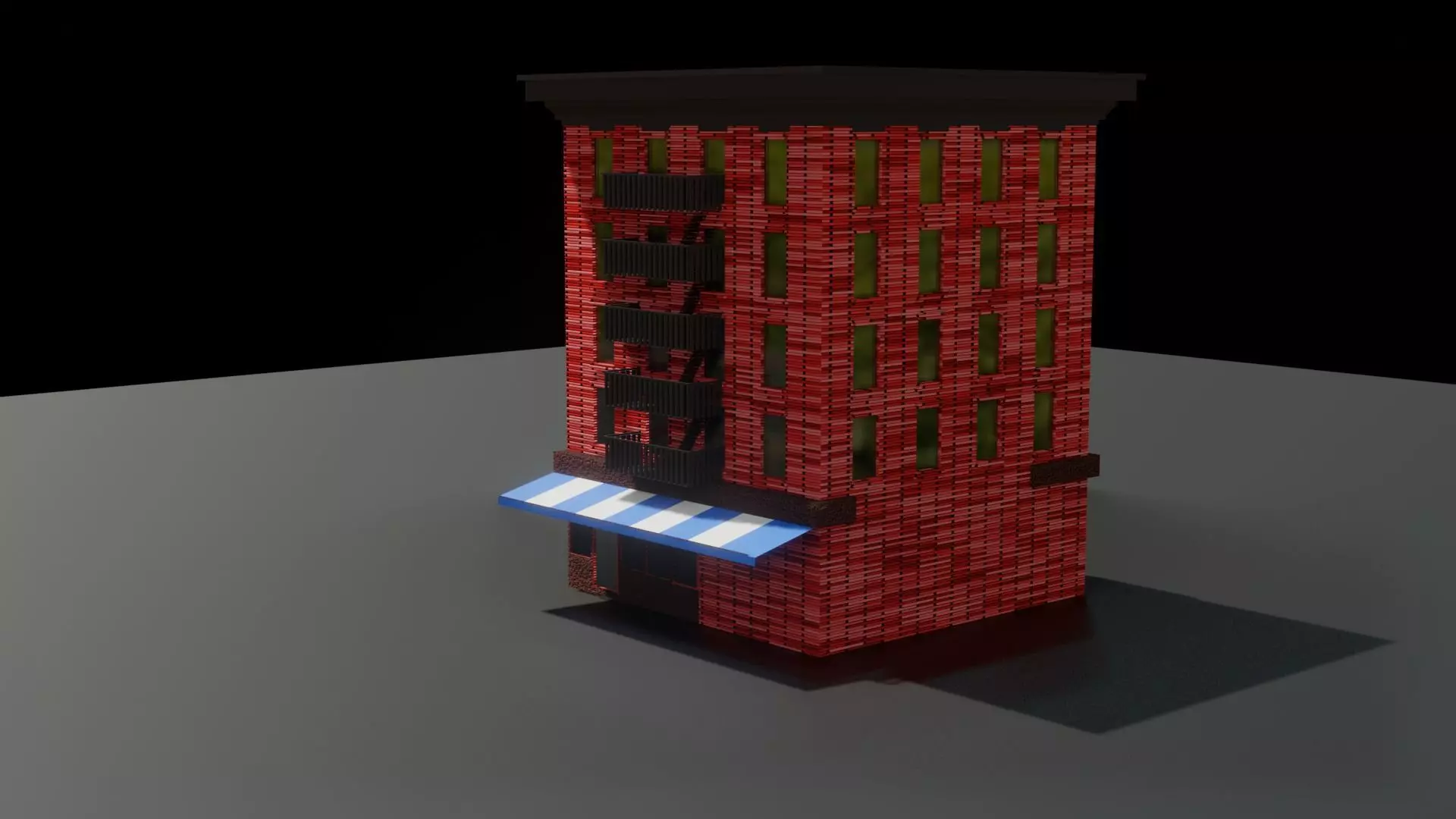 apartment brick building 3D model