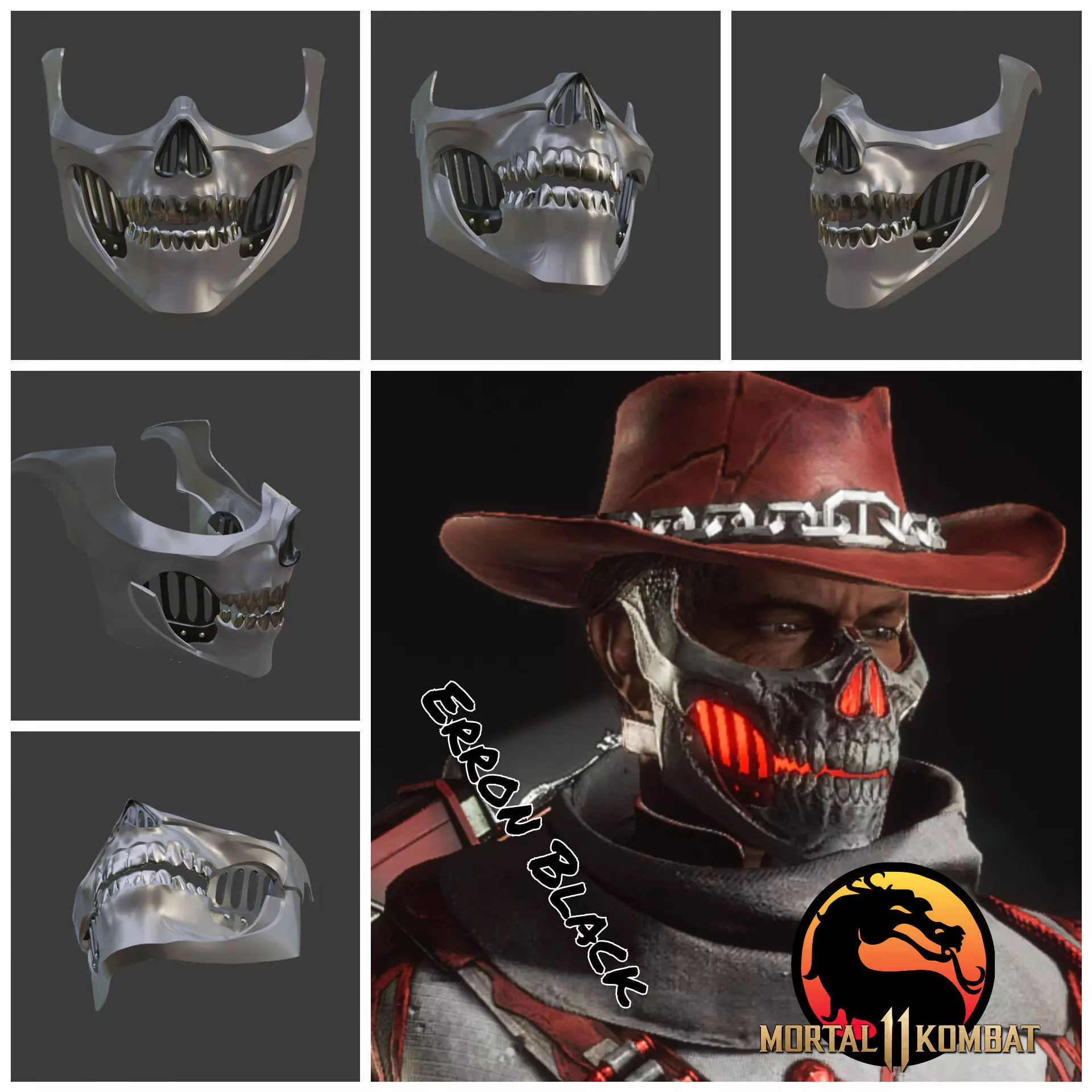 Erron Black mask from Mortal Kombat 11 - Dead Rider 3D print model_0