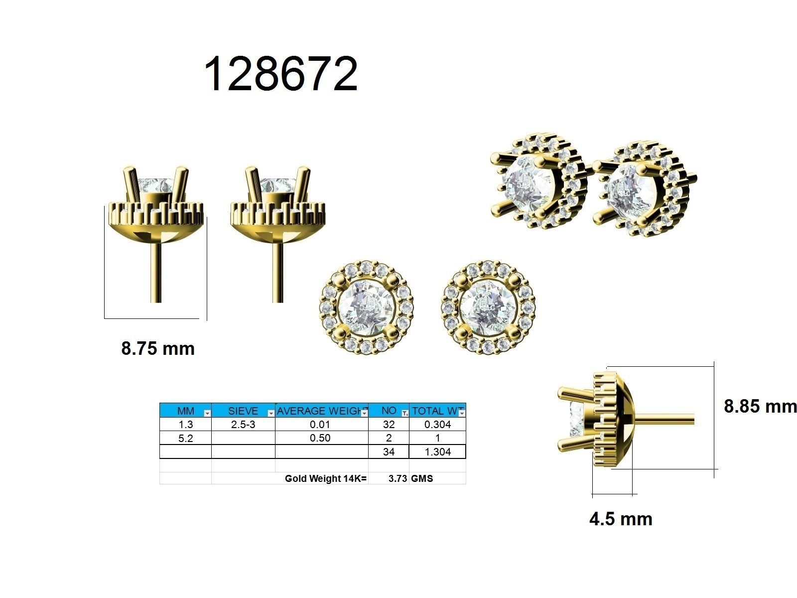 Women Round Earrings 3dm stl render detail  3D print model_9