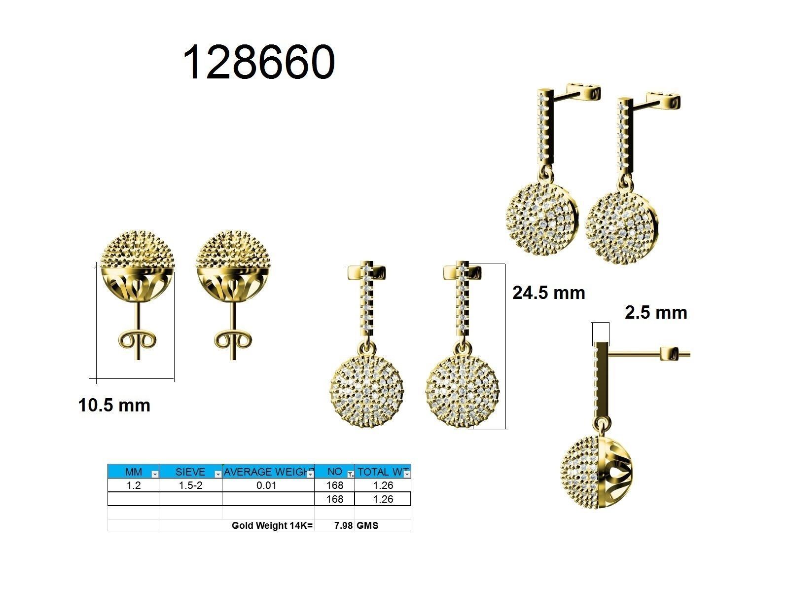 Women Earrings 3dm stl render detail  3D print model_9