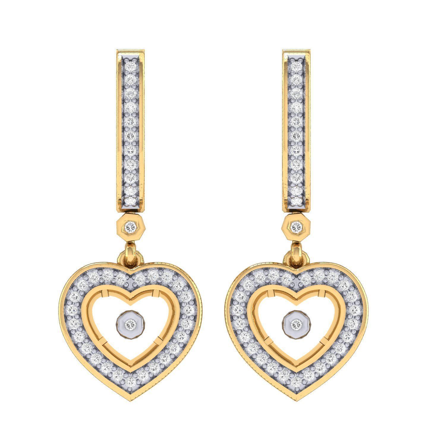 Women Heart Earrings 3dm stl render detail  3D print model_6