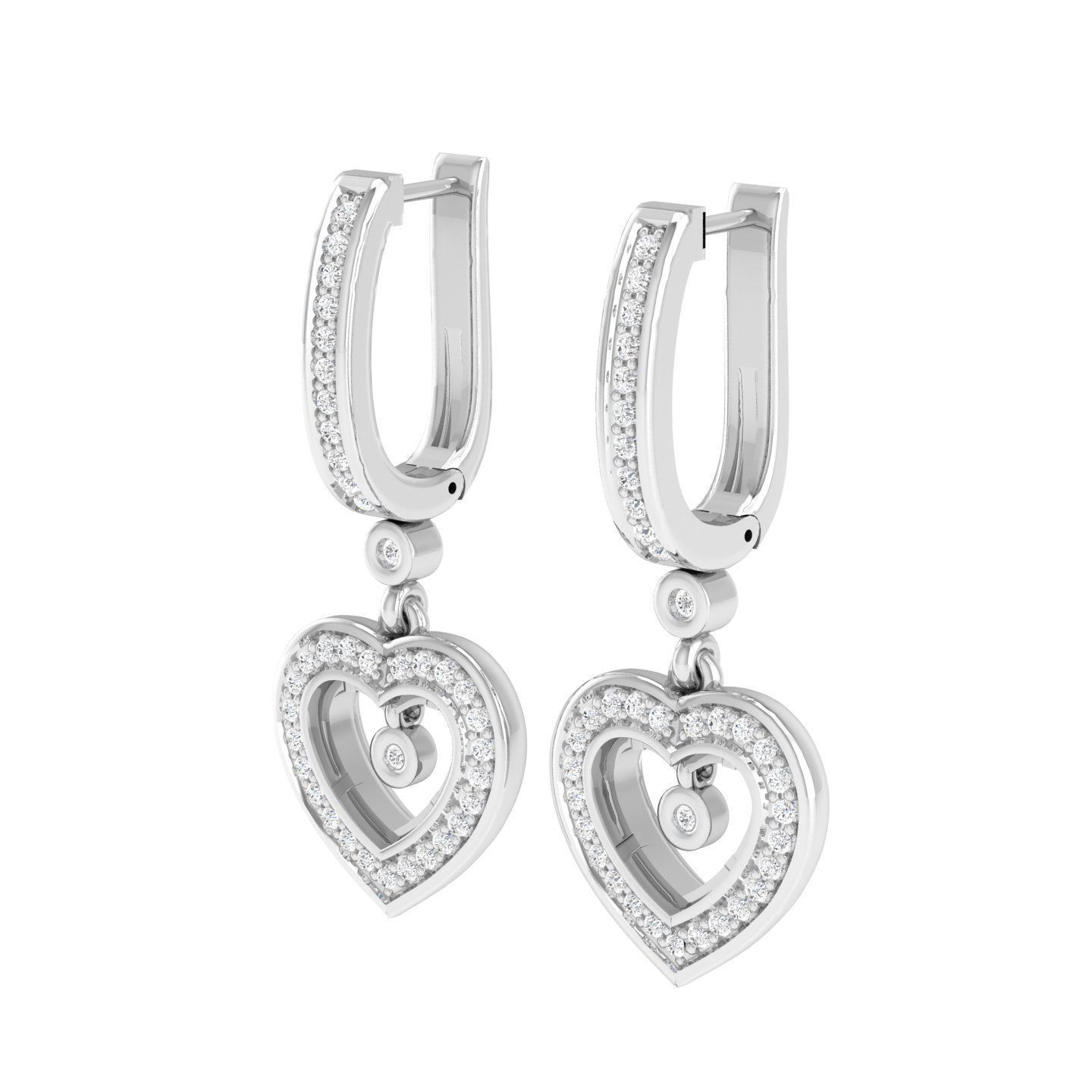 Women Heart Earrings 3dm stl render detail  3D print model_5
