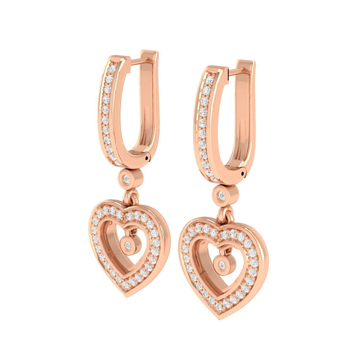 Women Heart Earrings 3dm stl render detail  3D print model_2