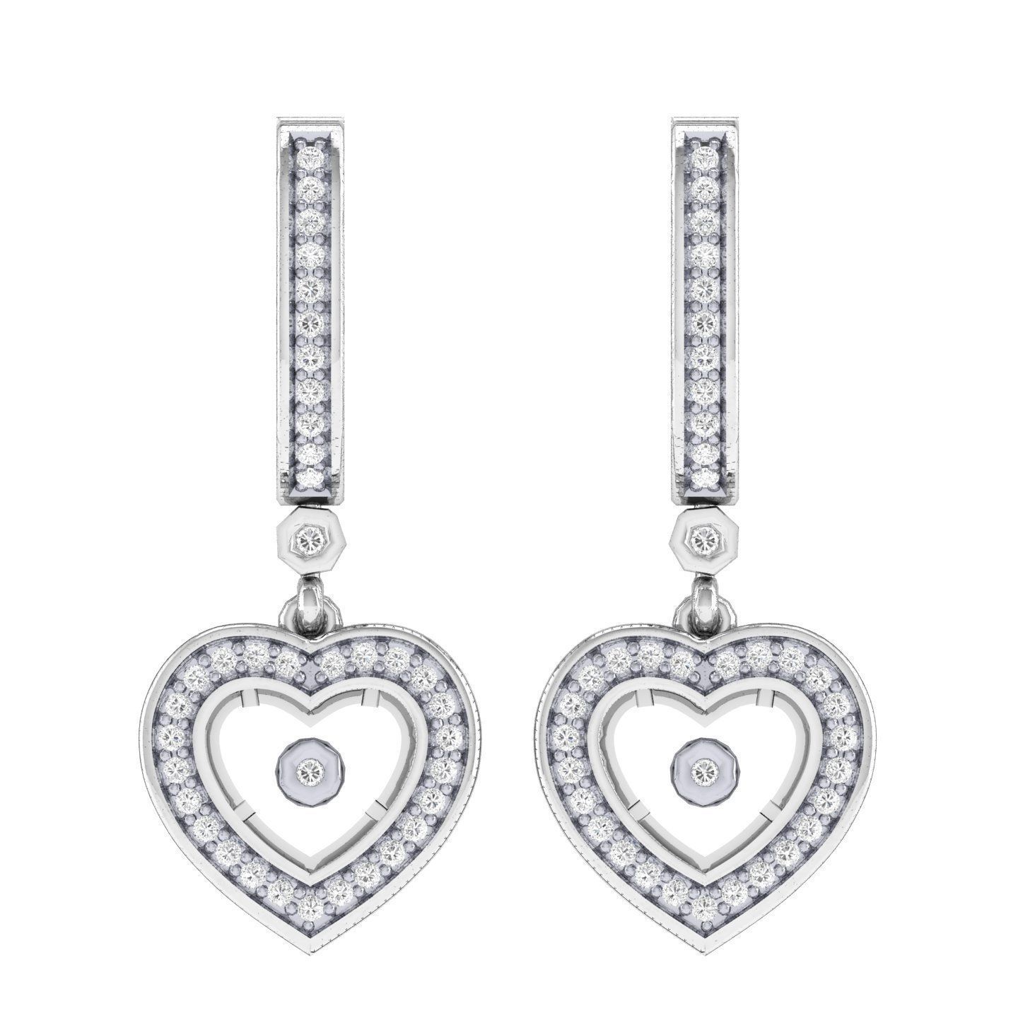 Women Heart Earrings 3dm stl render detail  3D print model_3