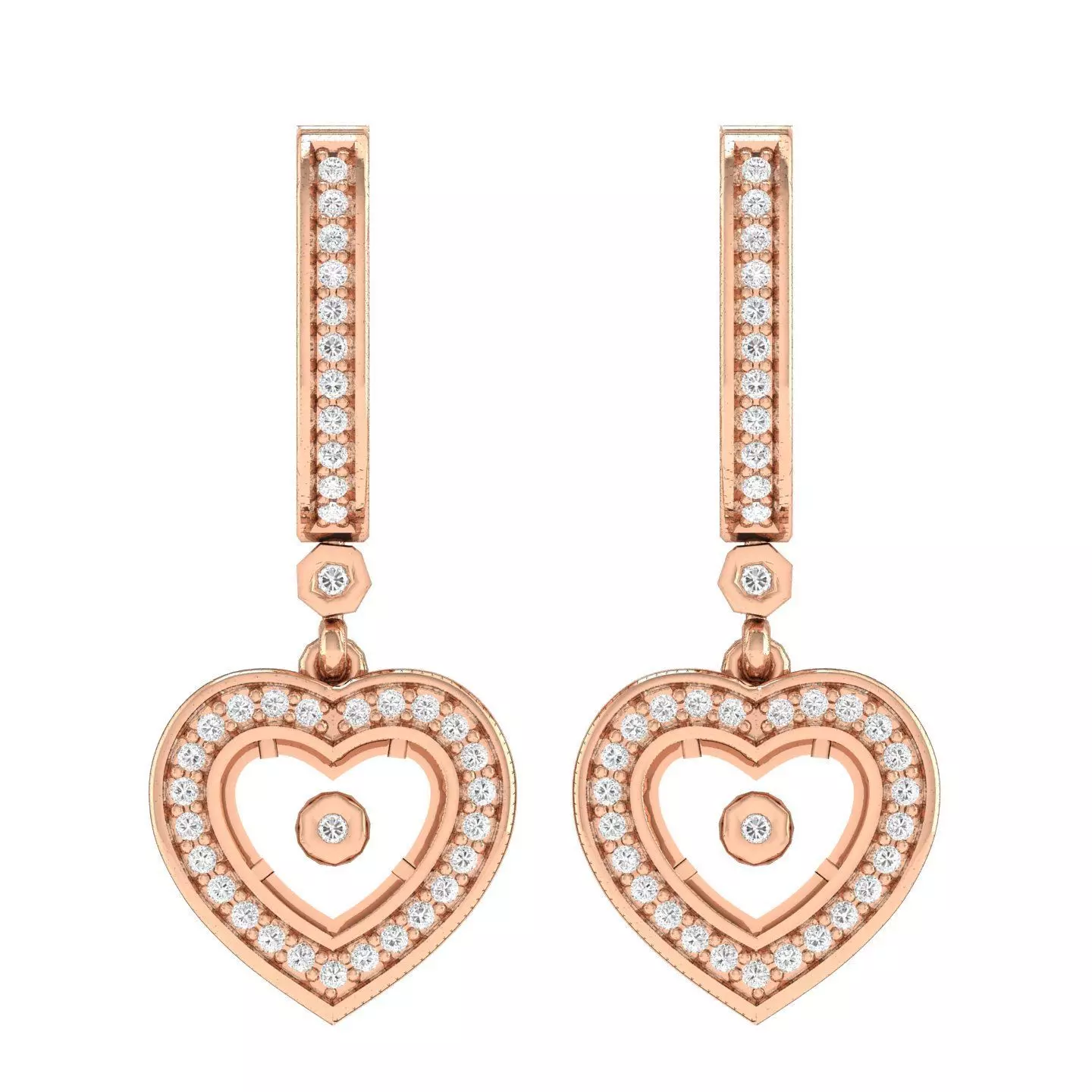 Women Heart Earrings 3dm stl render detail  3D print model_0