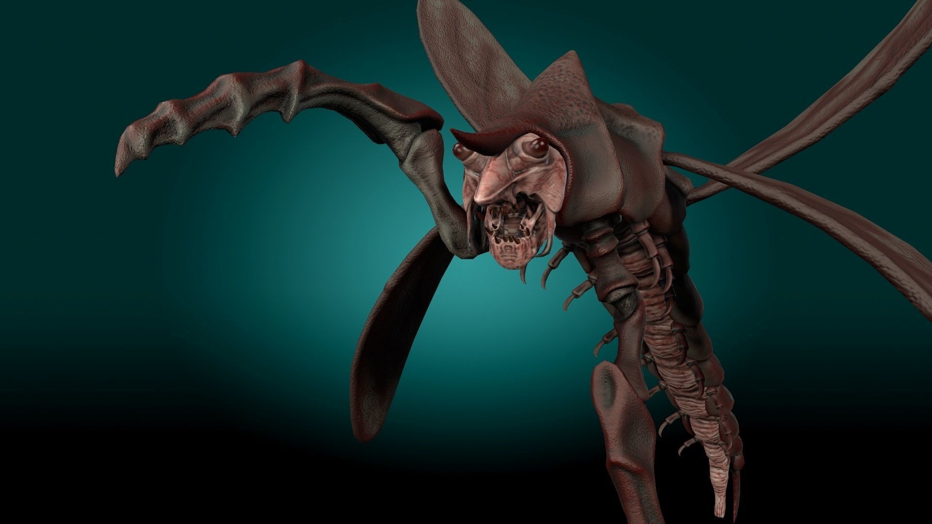 Flying Shrimp Monster V4 Low-poly 3D model_9