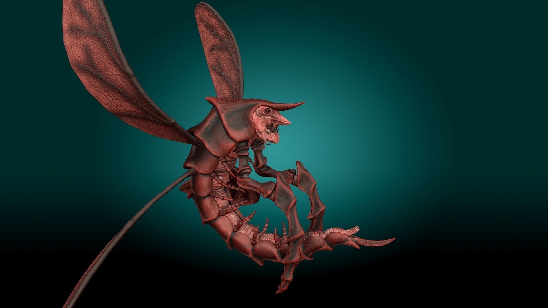 Flying Shrimp Monster V4 Low-poly 3D model_13