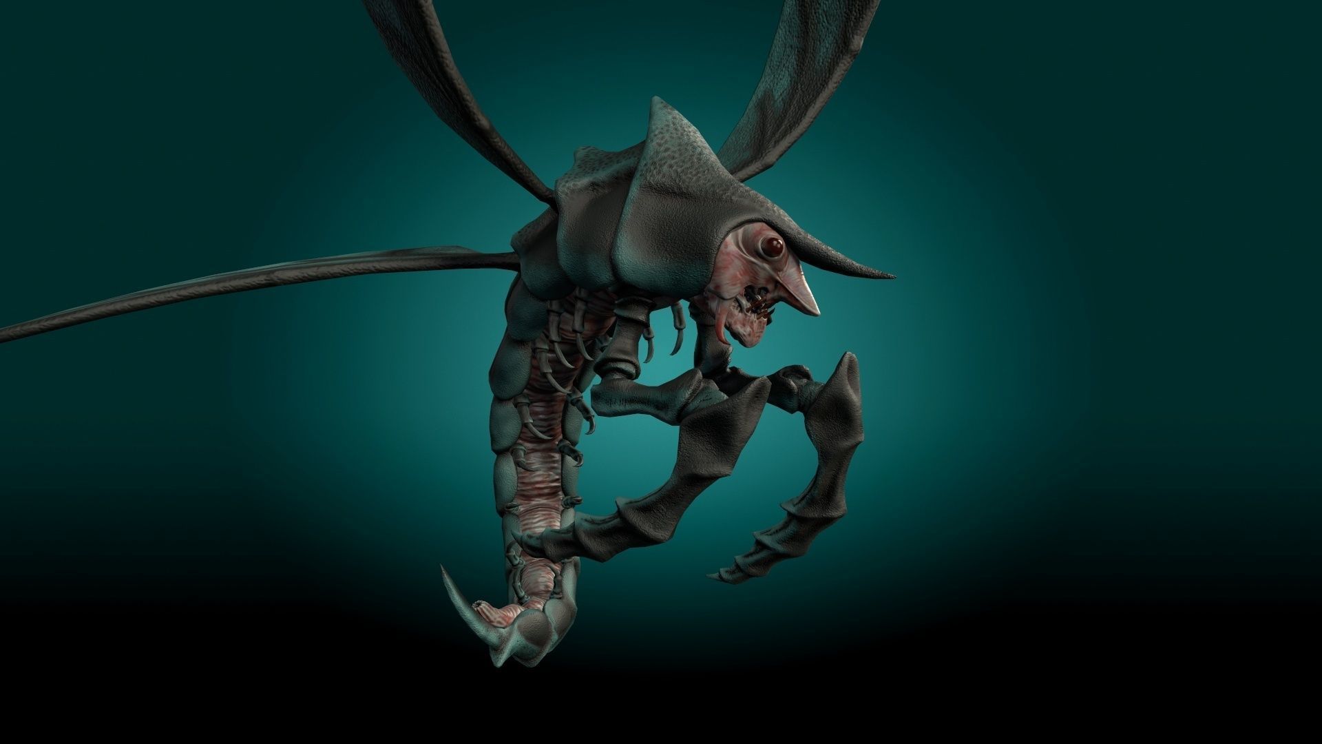 Flying Shrimp Monster V4 Low-poly 3D model_8