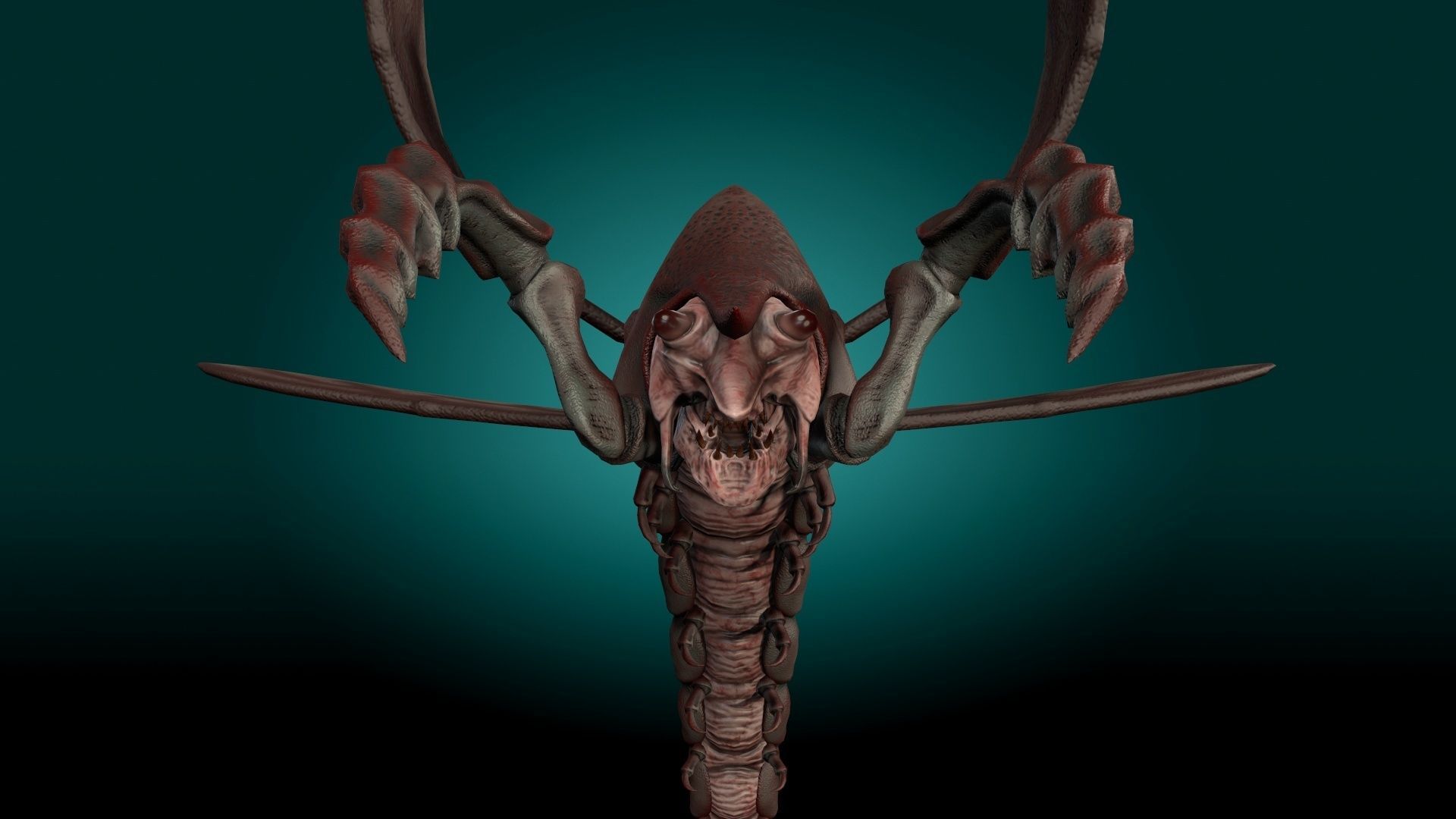 Flying Shrimp Monster V4 Low-poly 3D model_10