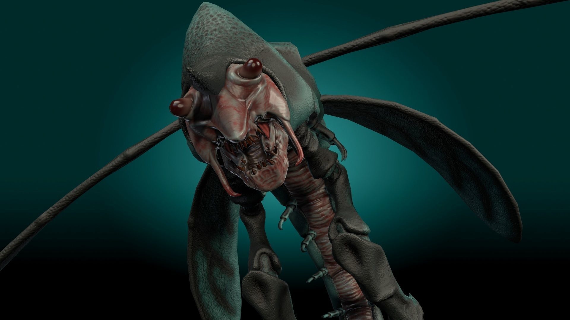 Flying Shrimp Monster V4 Low-poly 3D model_7