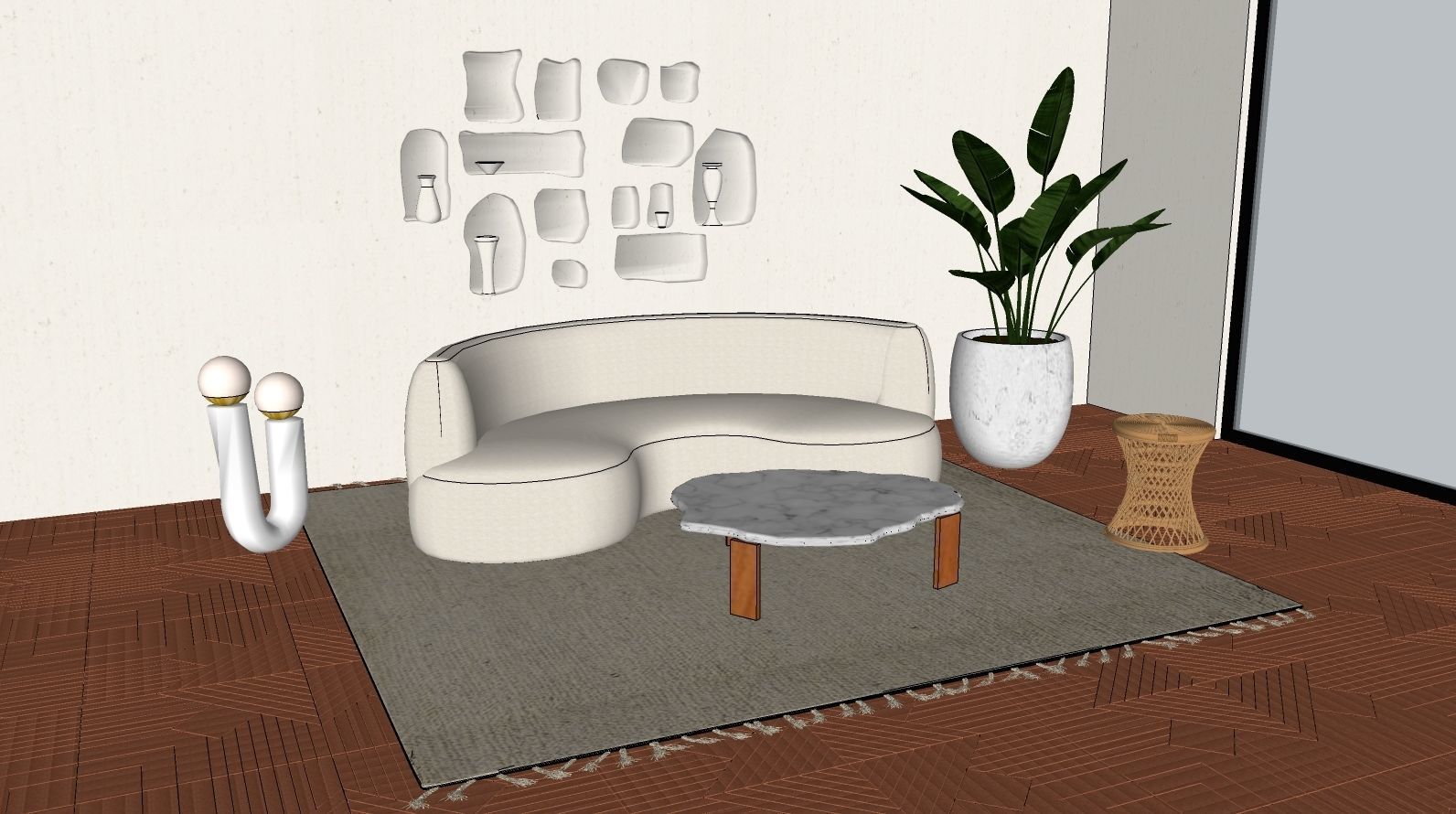 Curve Seat Area 3D model_1