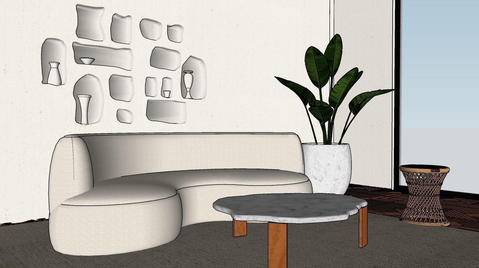 Curve Seat Area 3D model_4