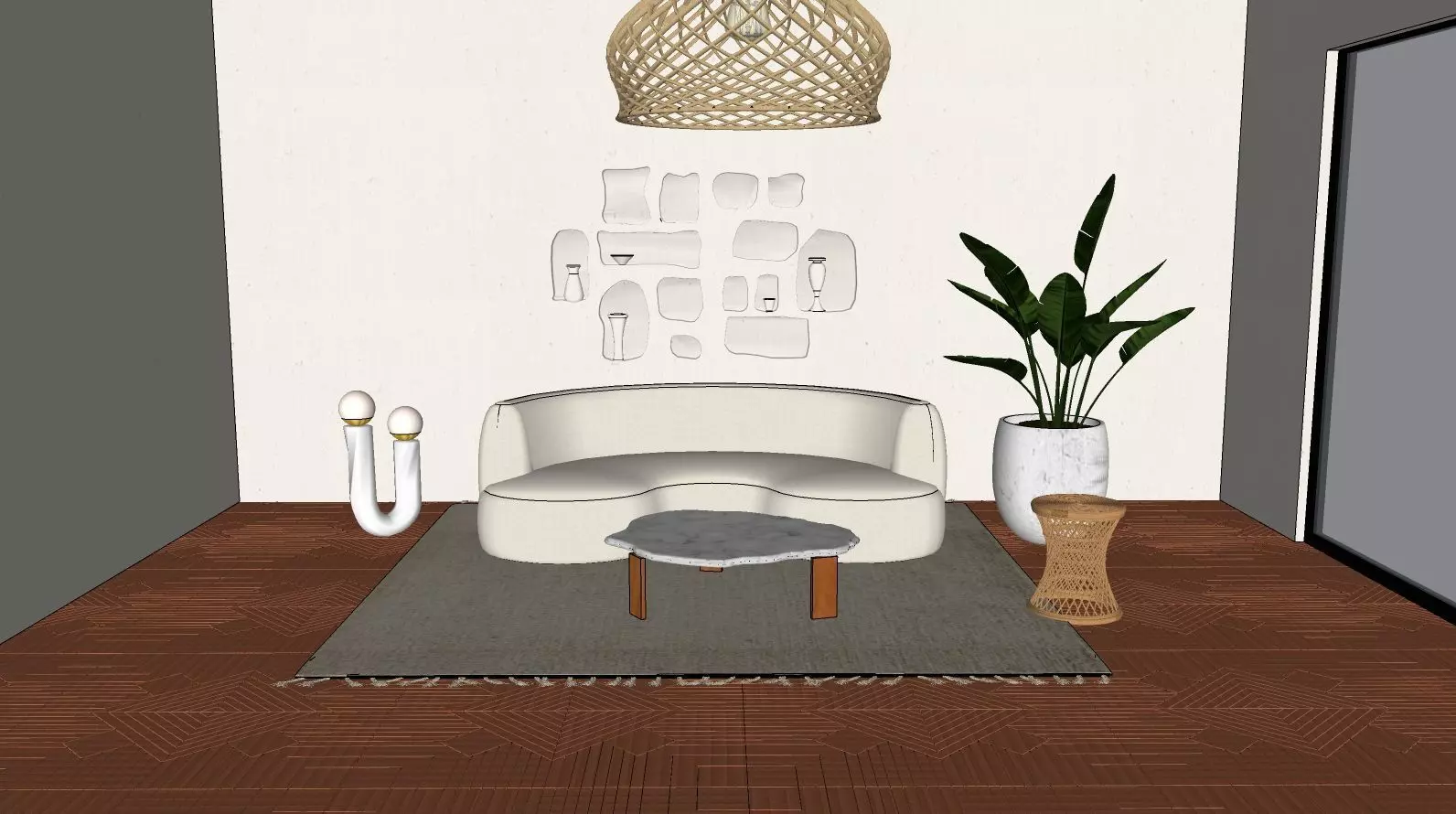 Curve Seat Area 3D model_0