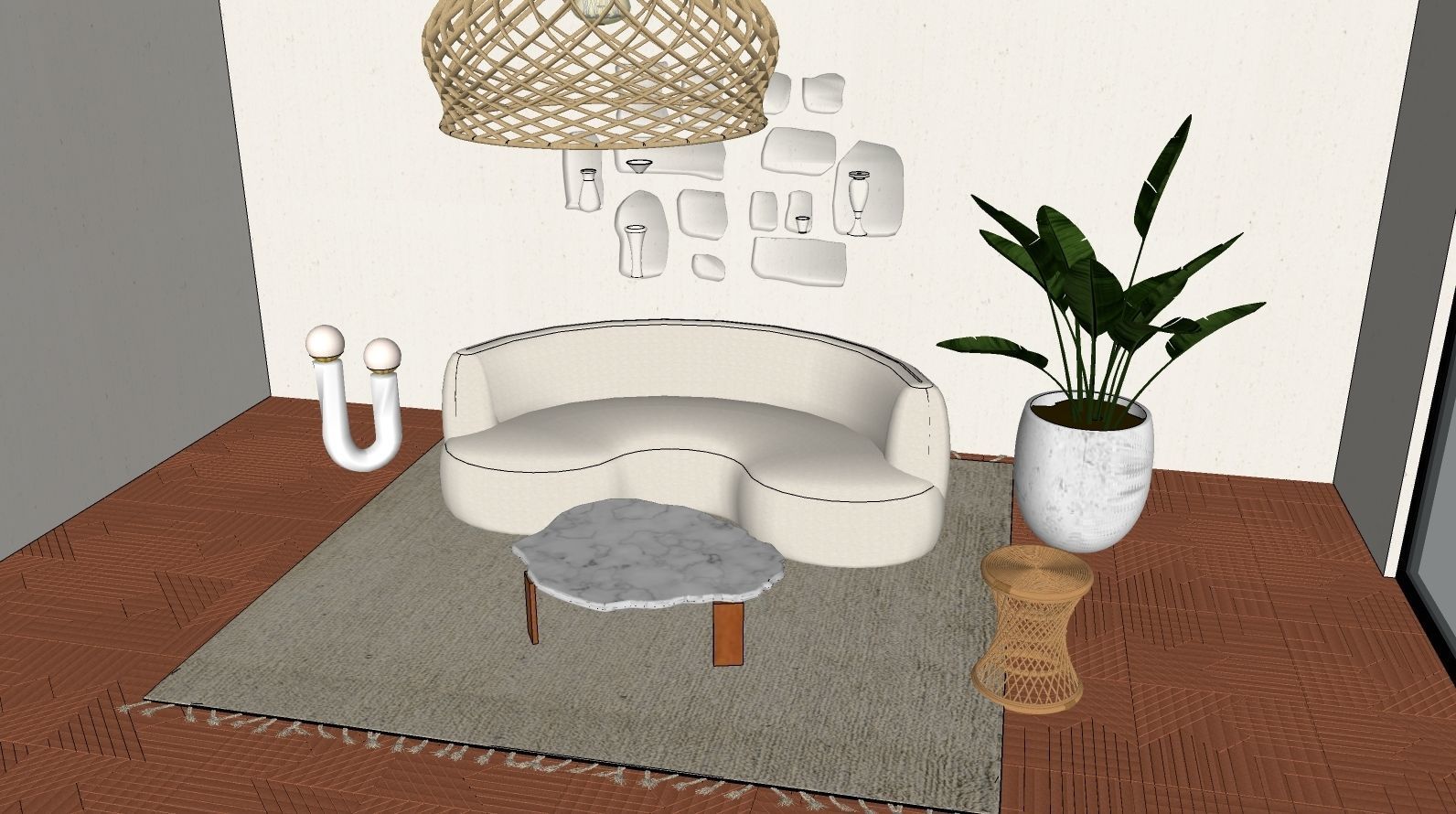 Curve Seat Area 3D model_2