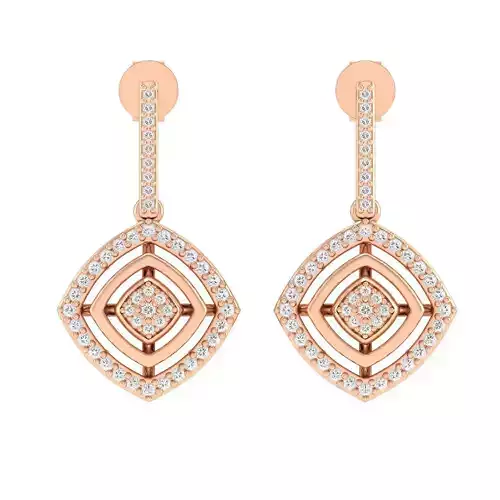 Women Square Earrings 3dm stl render detail  3D print model