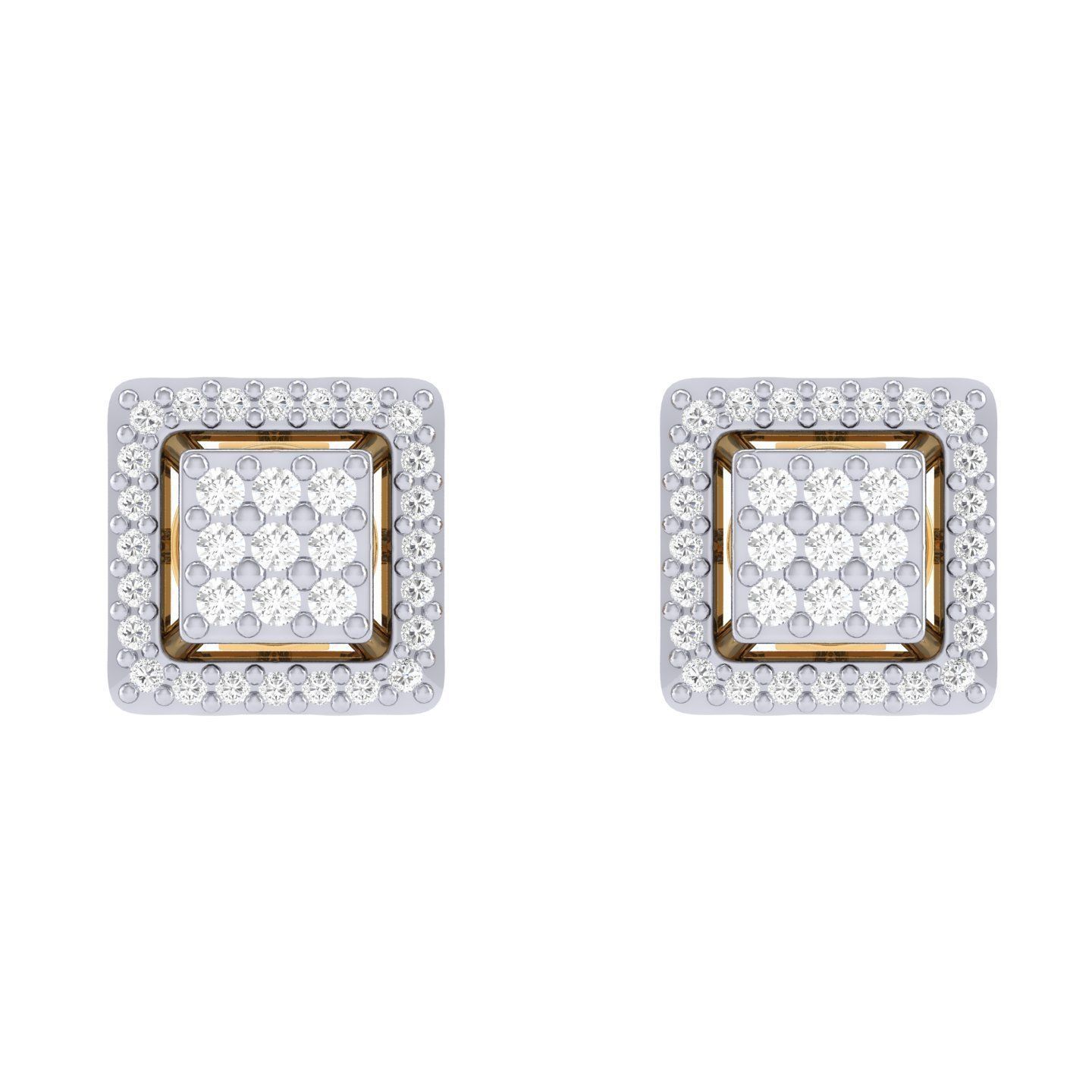 Women Square Earrings 3dm stl render detail  3D print model_6