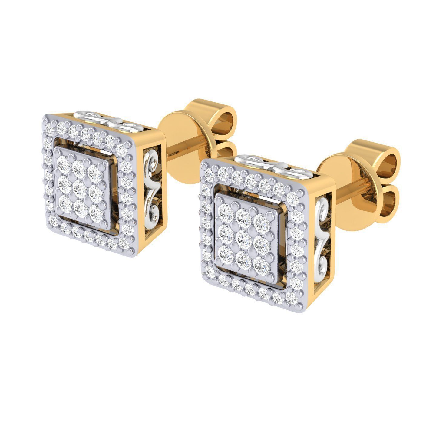 Women Square Earrings 3dm stl render detail  3D print model_8