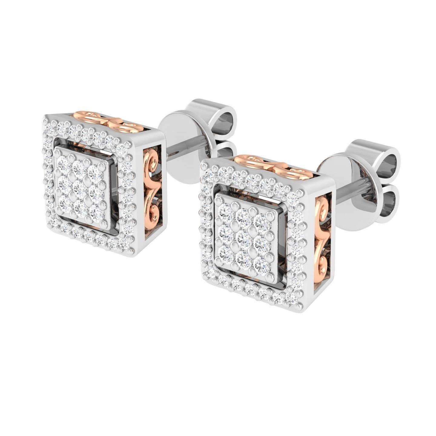 Women Square Earrings 3dm stl render detail  3D print model_5