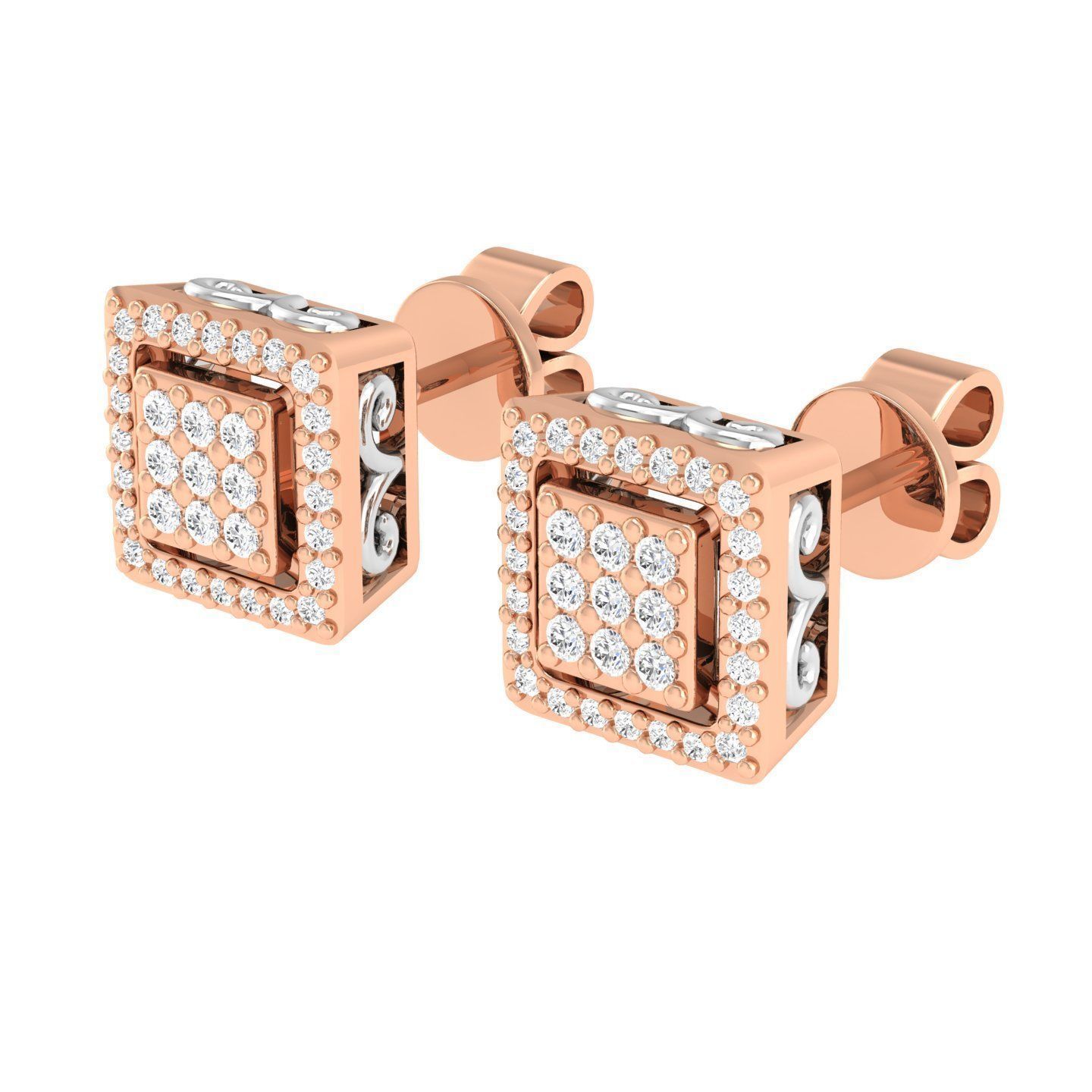 Women Square Earrings 3dm stl render detail  3D print model_2