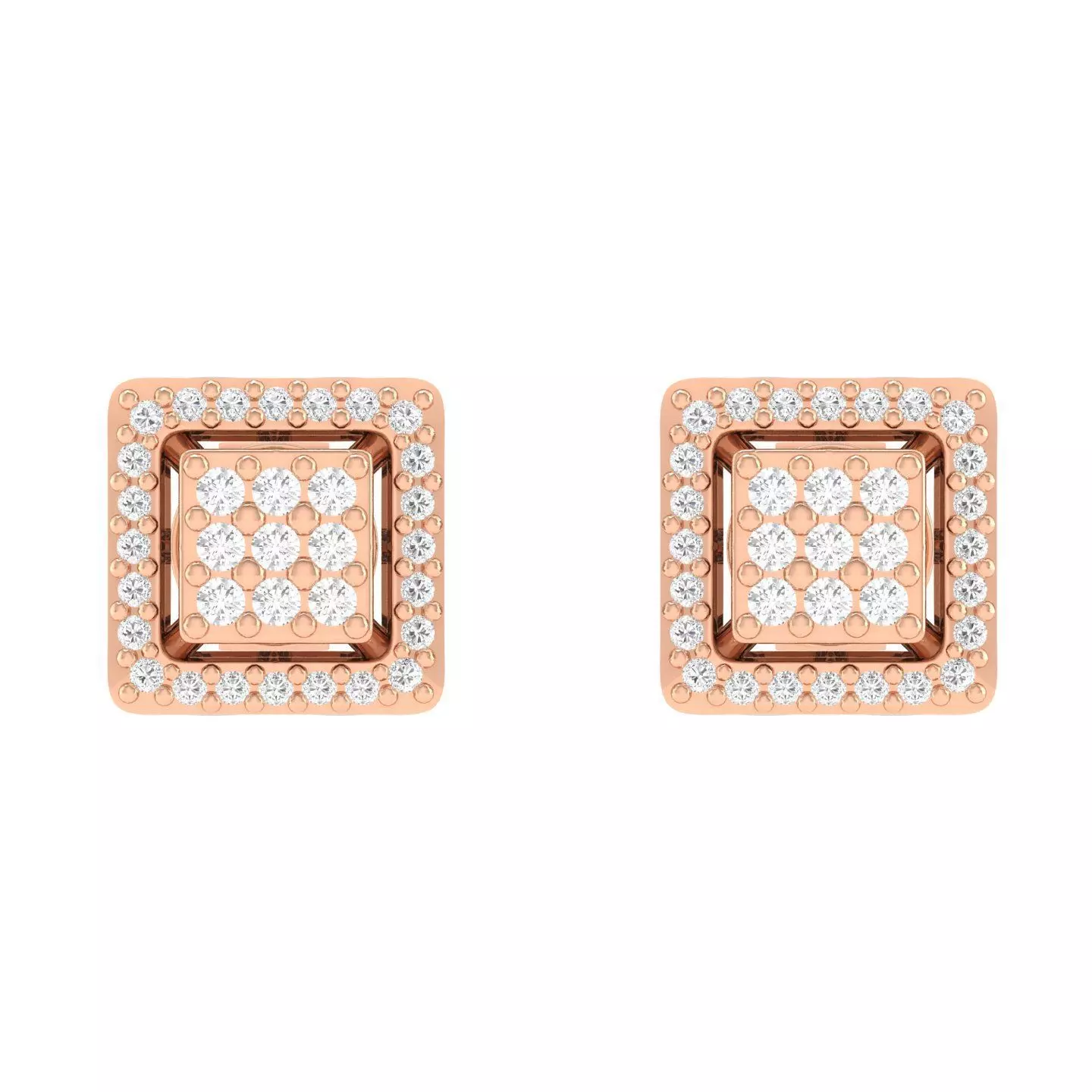 Women Square Earrings 3dm stl render detail  3D print model_0