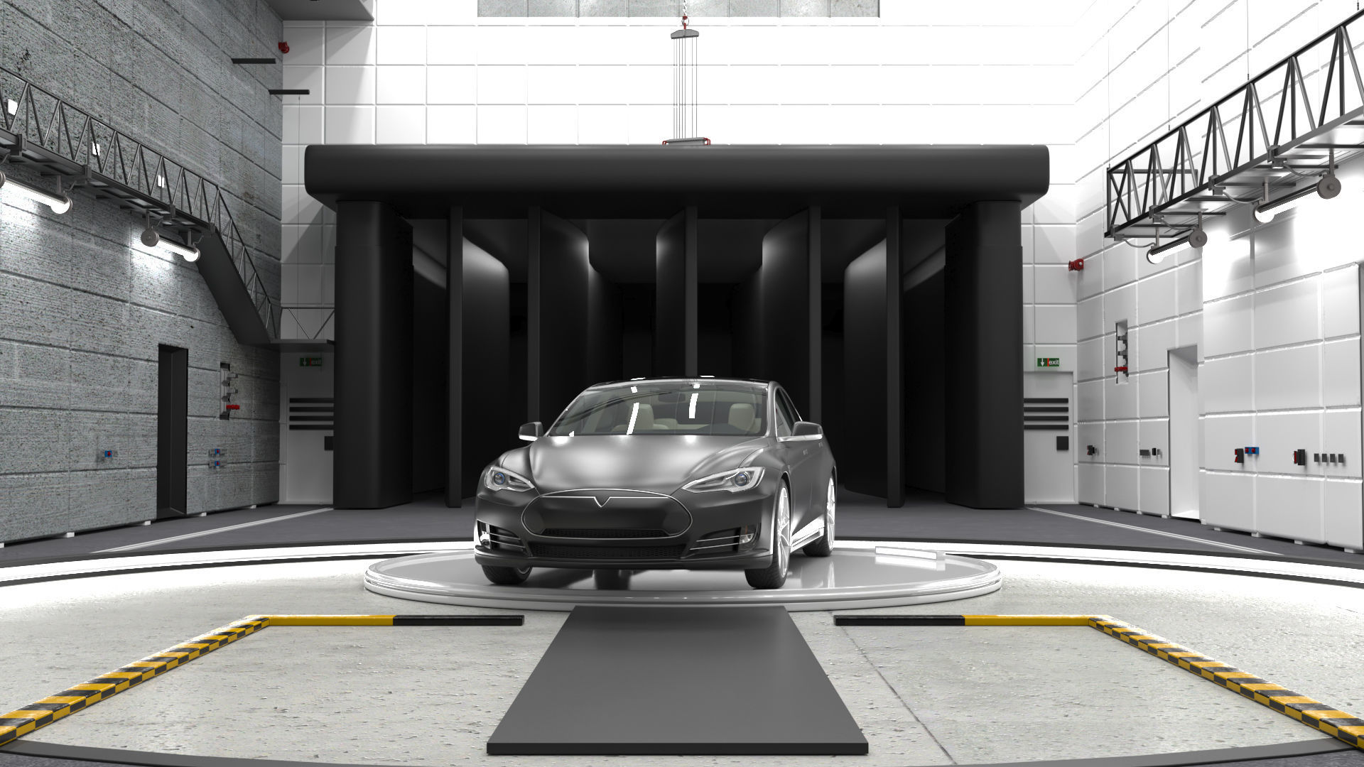 Interior wind test garage 3D model_5