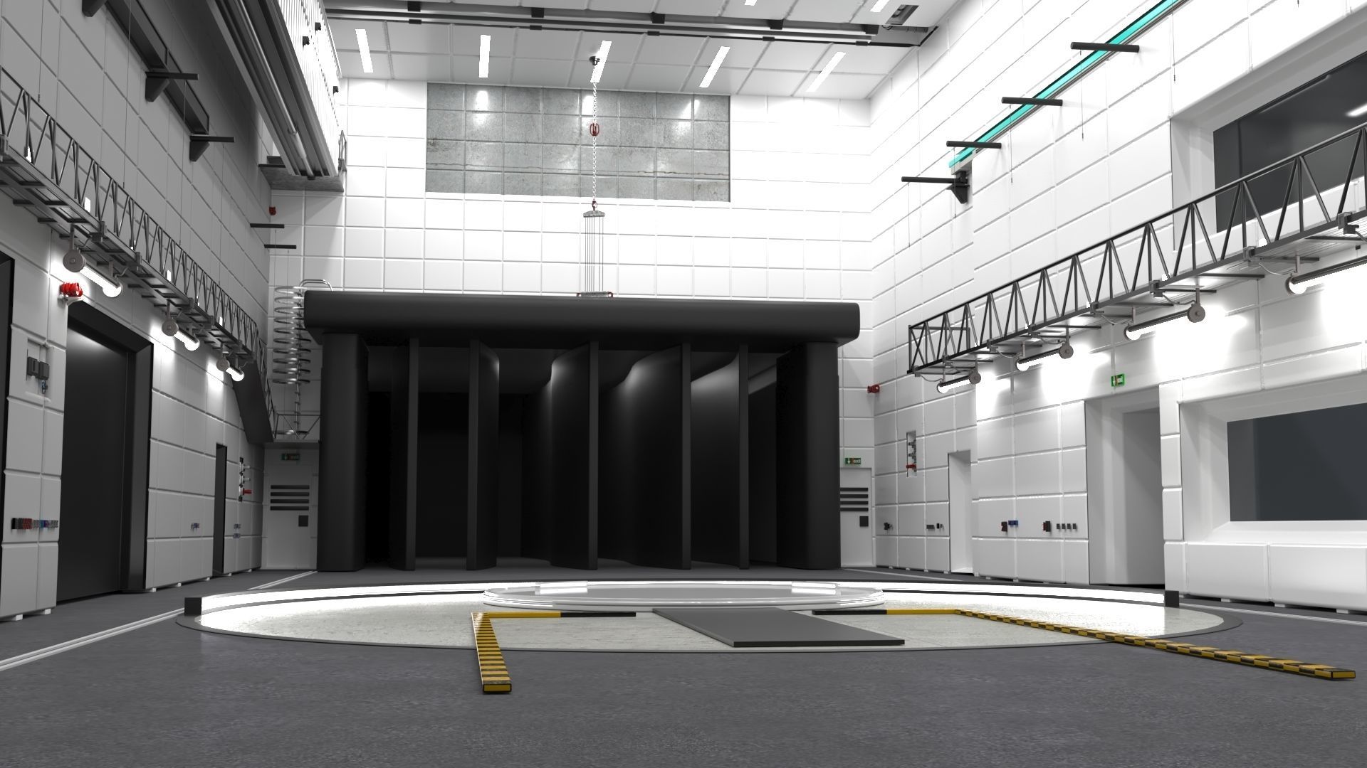 Interior wind test garage 3D model_1