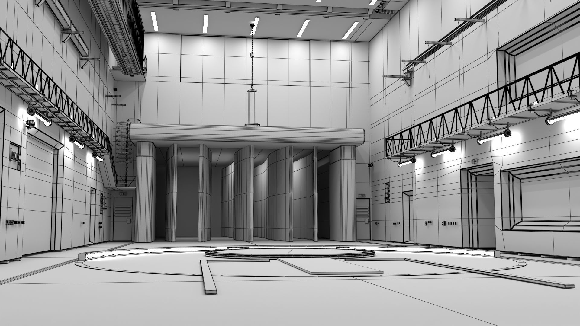 Interior wind test garage 3D model_9