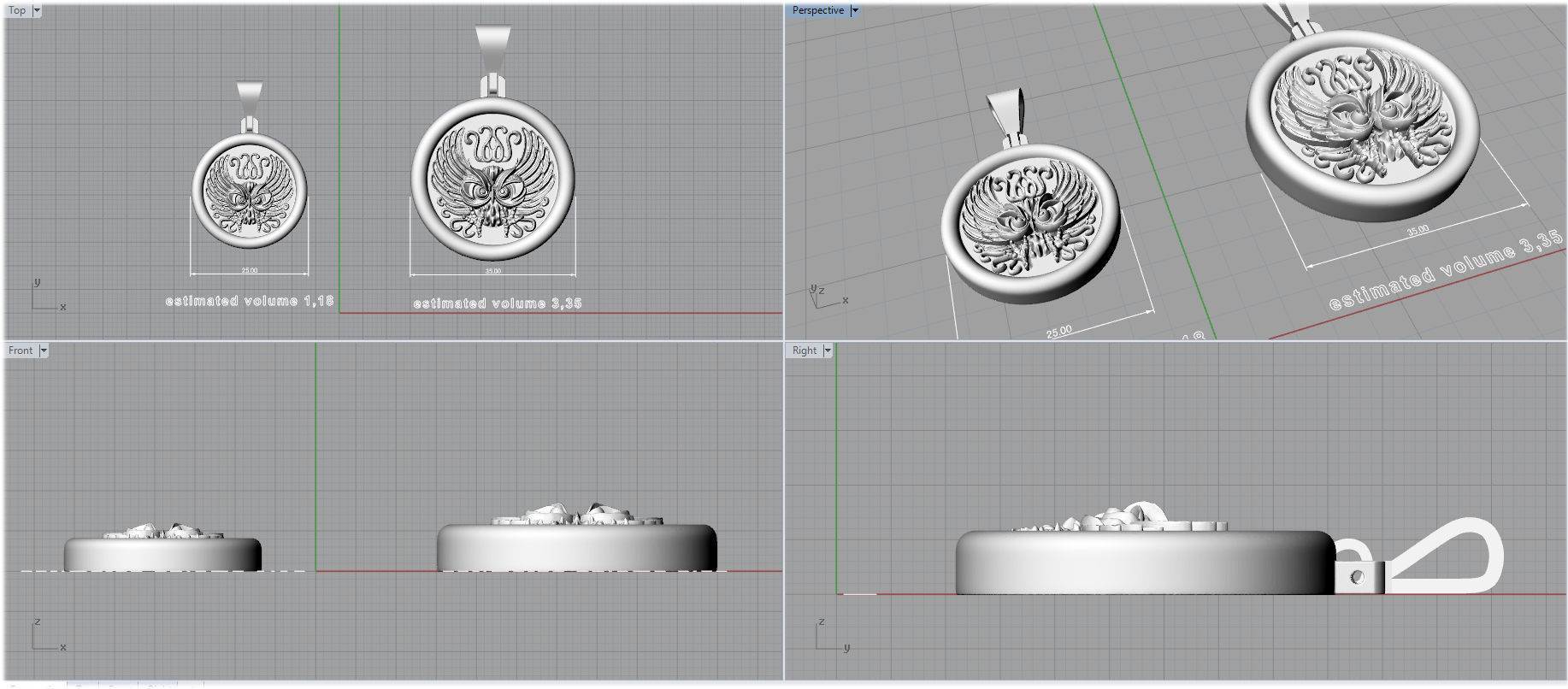 Owl medal 3D print model_7