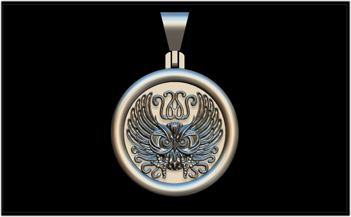 Owl medal 3D print model_2